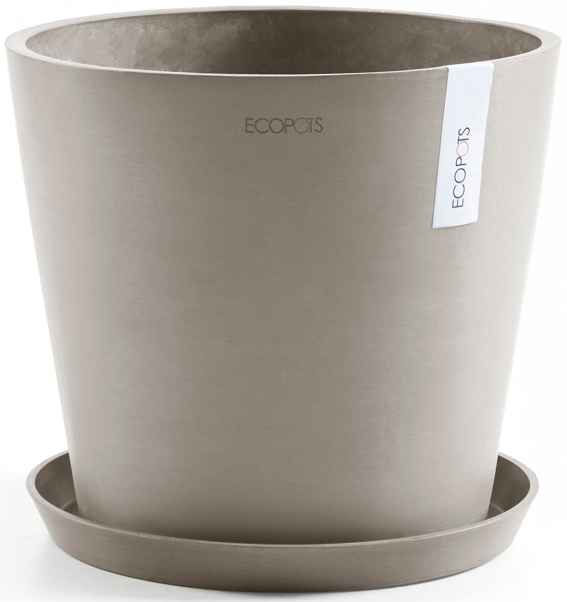 ECOPOTS Blumentopf "Amsterdam 30 + Wassersystem Taupe", für innen und außen: frostsicher, bruchsicher und lichtbeständig