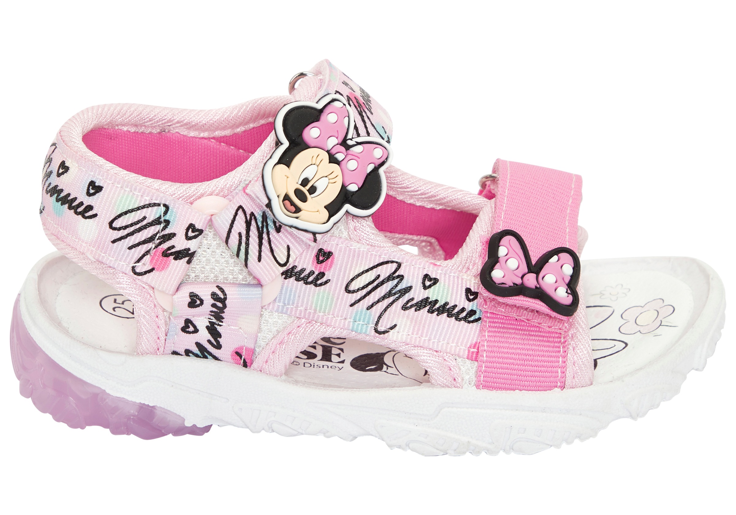 Sandale DISNEY "MINNIE", Mädchen, Gr. 28, pink, Synthetik, Schuhe Sandale, mit cooler Blinkfunktion