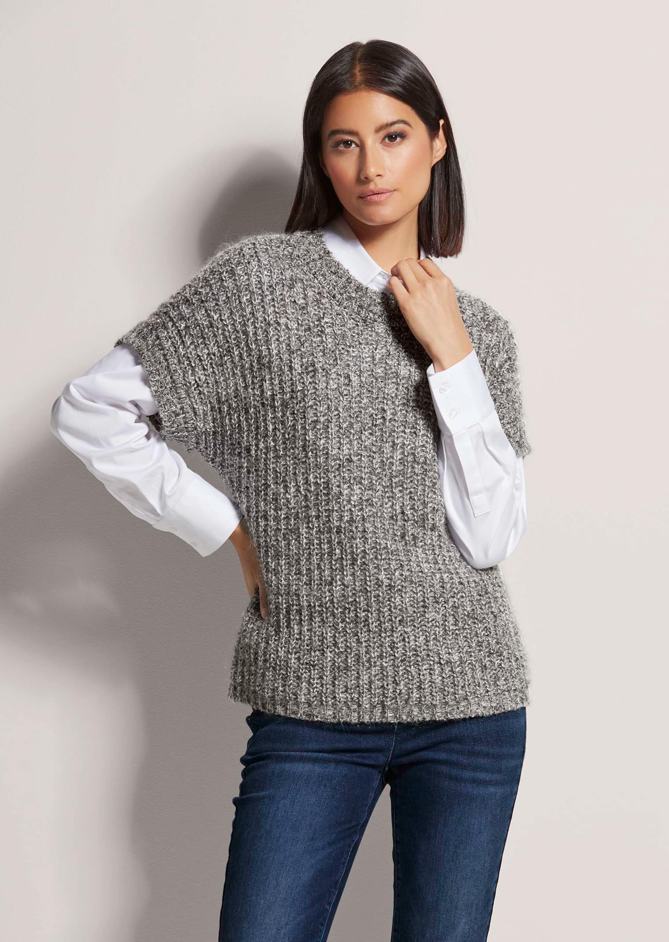 MADELEINE Longpullover »Pullover Pullover mit Metallic-Effekt«