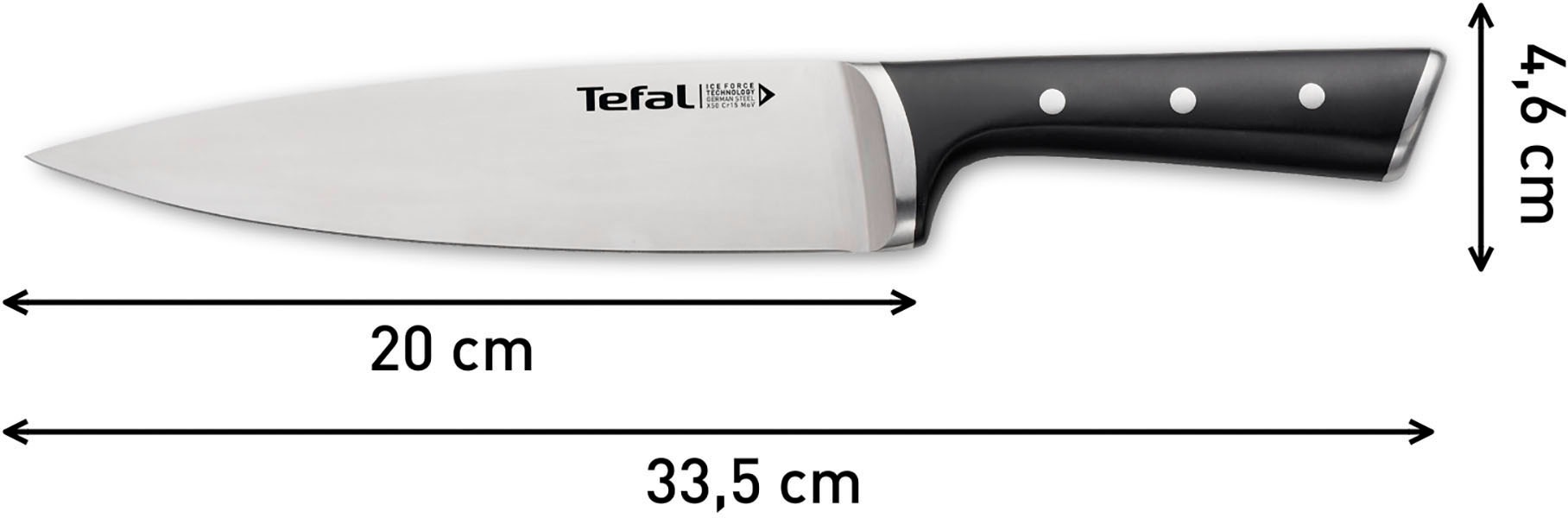 Tefal Pfannen-Set »Duetto+ Ice Force«, Edelstahl 18/10, (Set, je 1 Bratpfanne Ø 20/24/28 cm, 1 Kochmesser 20 cm), Edelstahl in Premium Qualität, Thermo-Signal, inkl. Kochmesser