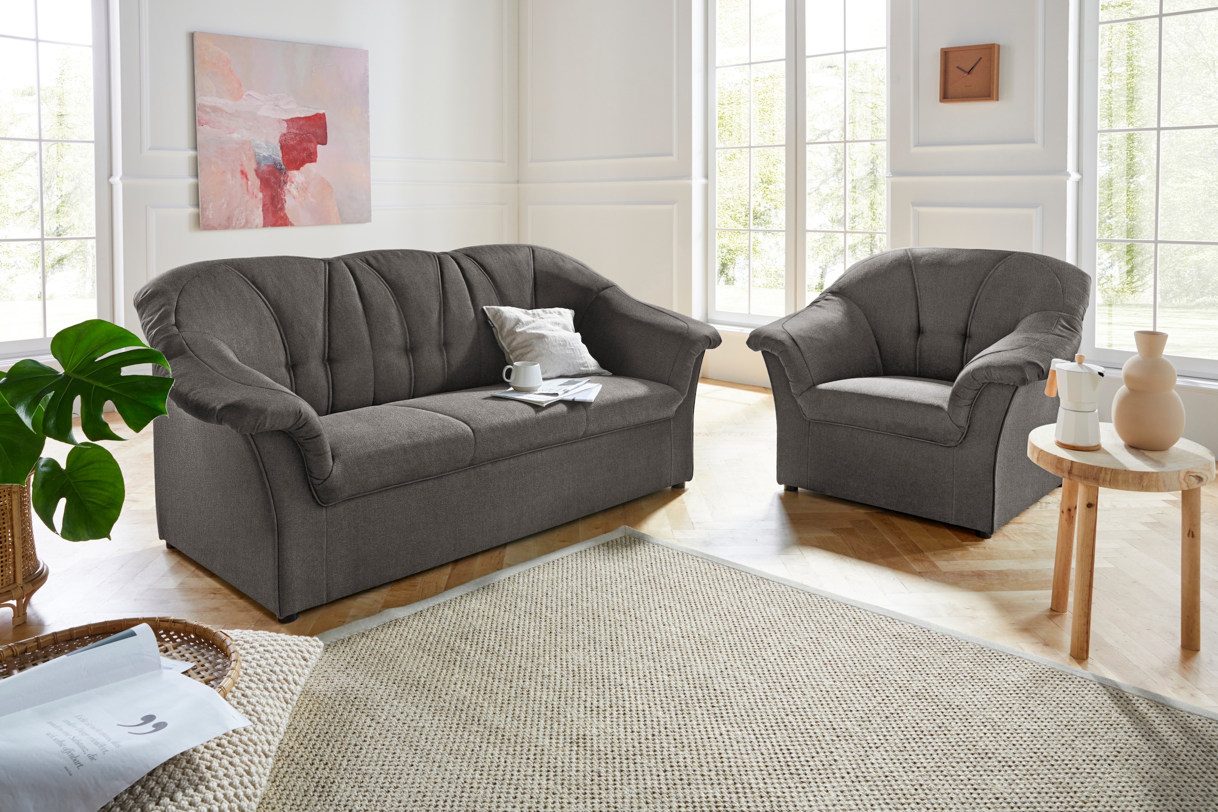 DOMO collection Polstergarnitur "Pegnitz", (Set), Sessel und 3-Sitzer günstig online kaufen