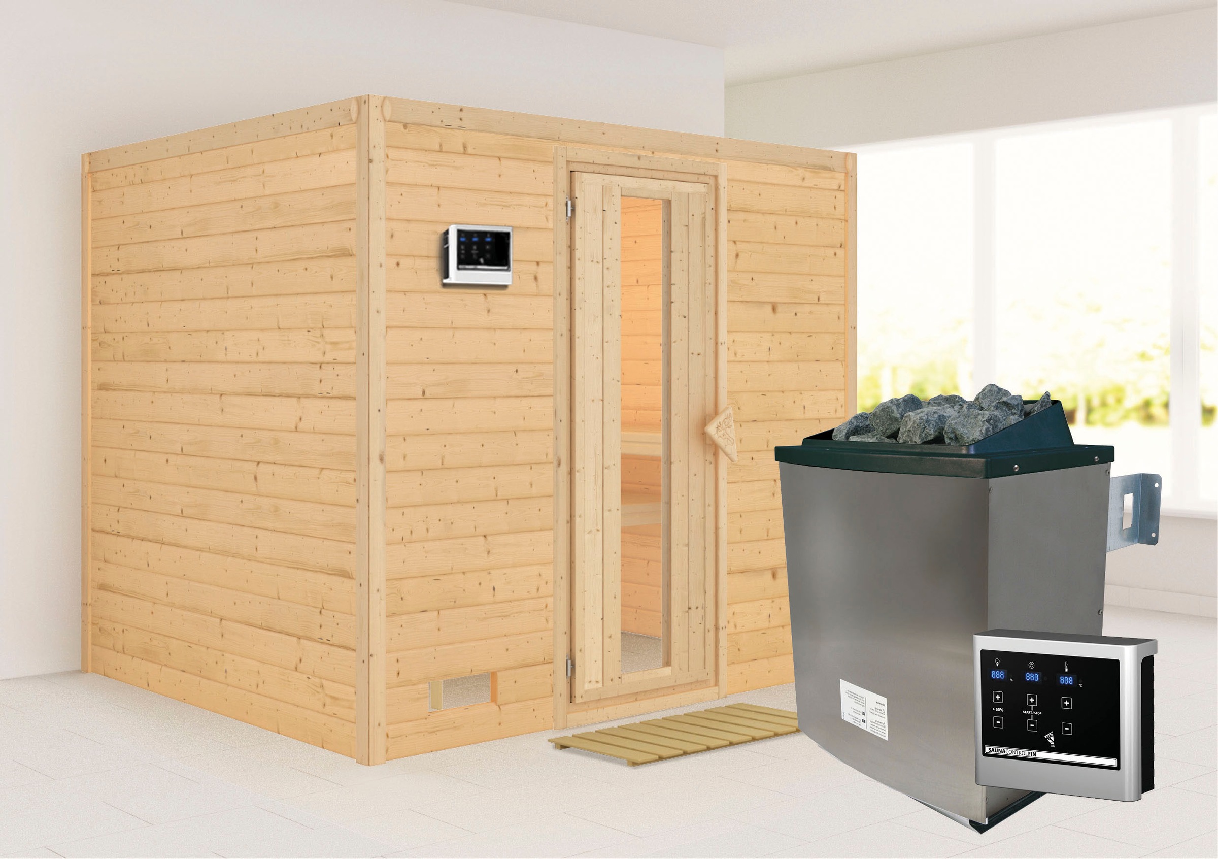 Karibu Pirtis »Soraja« (Set) 9-kW-Ofen su ext...