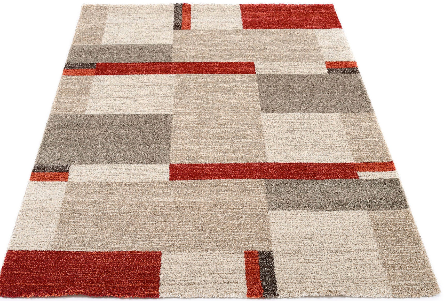 OCI DIE TEPPICHMARKE Teppich "CASTLE BEPPO, auch als Läufer erhältlich" rechteckig 20 mm Höhe dichter Frisé Kurzflor, kariert, Wohnzimmer, Schlafzimmer