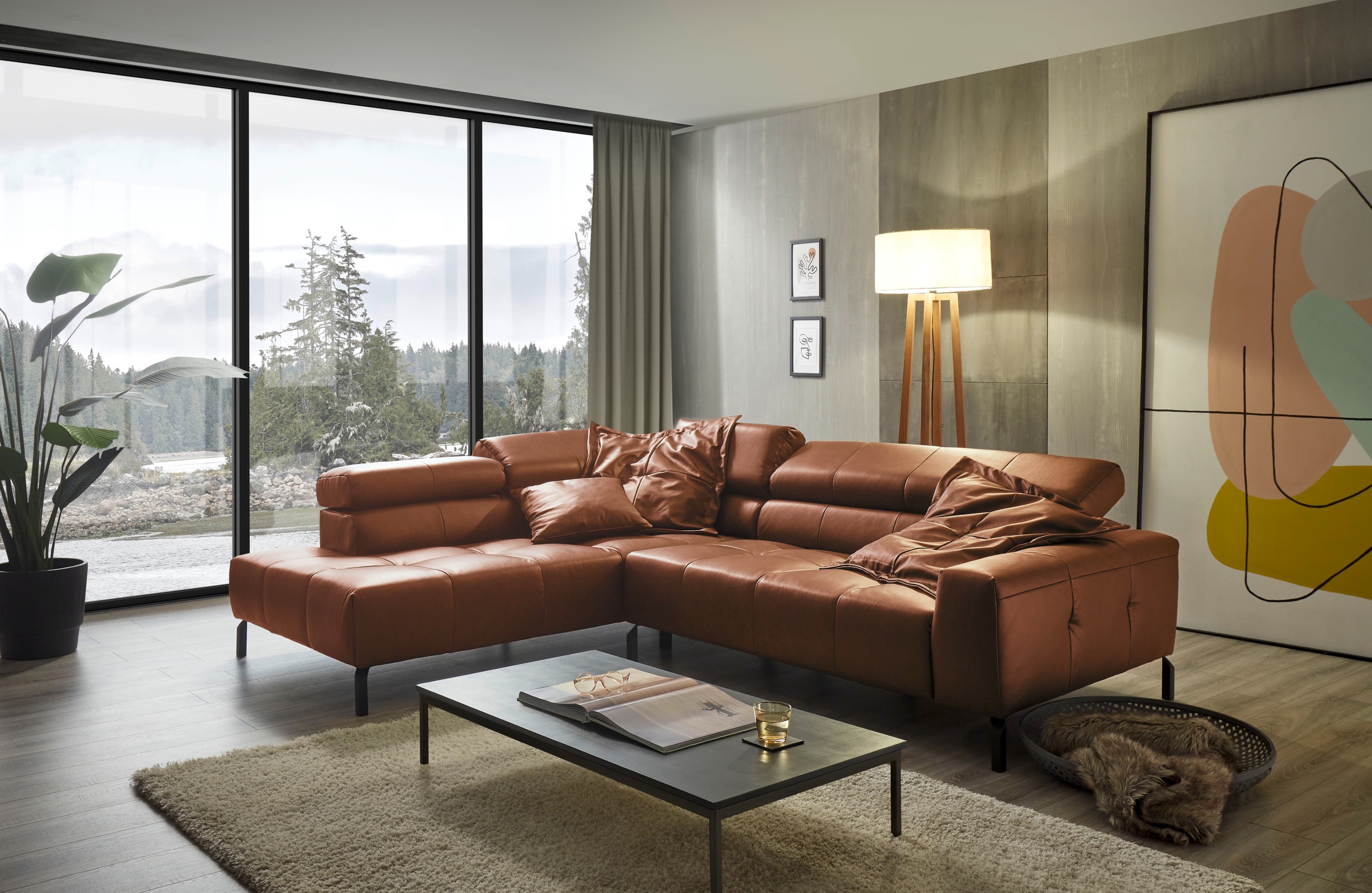 Places of Style Ecksofa »Cleveland, L-Form, incl. Kopfteilverstellung, Breite 276 cm«, wahlweise elektrischer Sitzvorzug