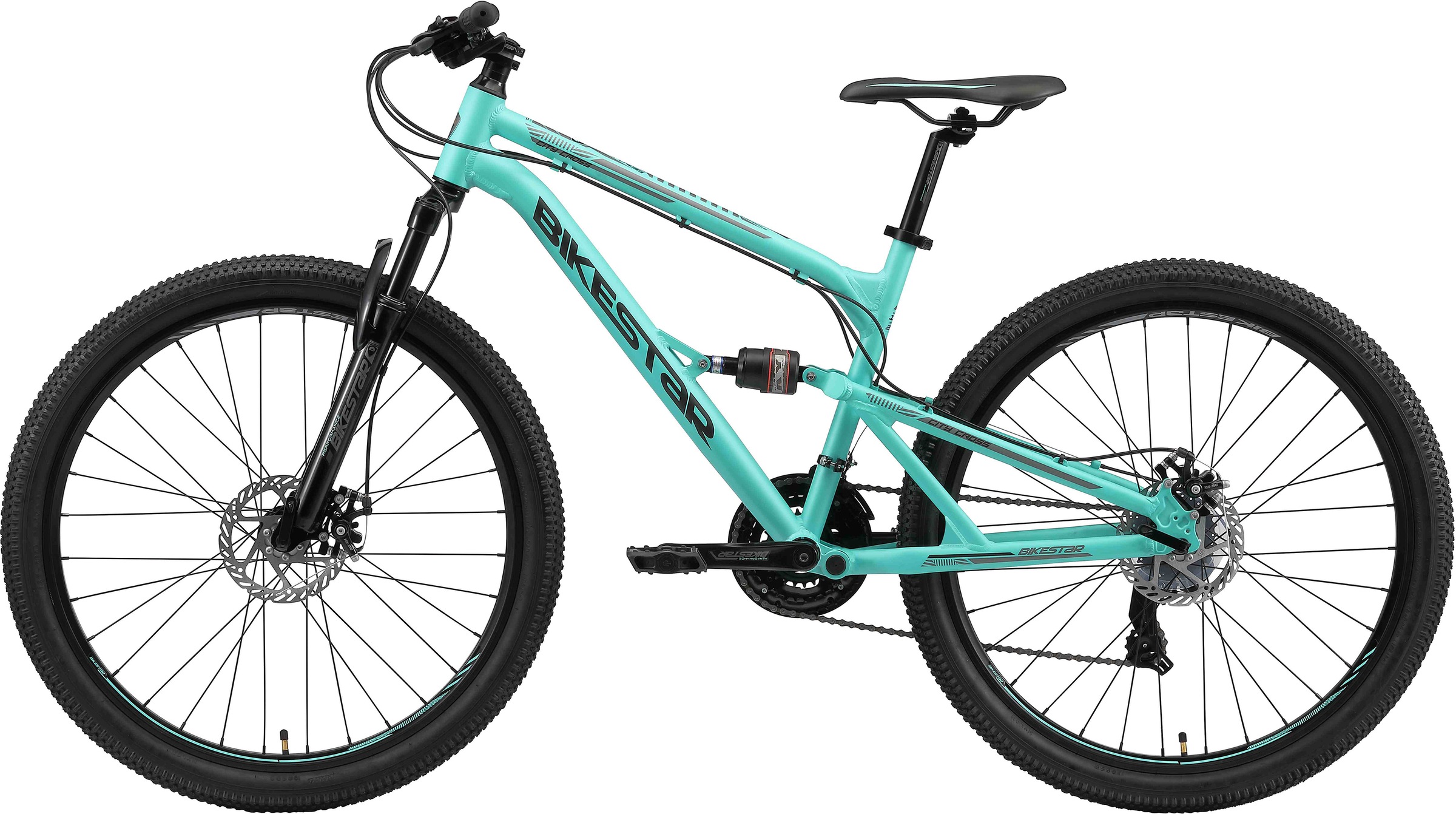 Bikestar Mountainbike, 21 Gang, Shimano, RD-TY300 Schaltwerk, Kettenschaltung, für Damen und Herren, Kettenschaltung