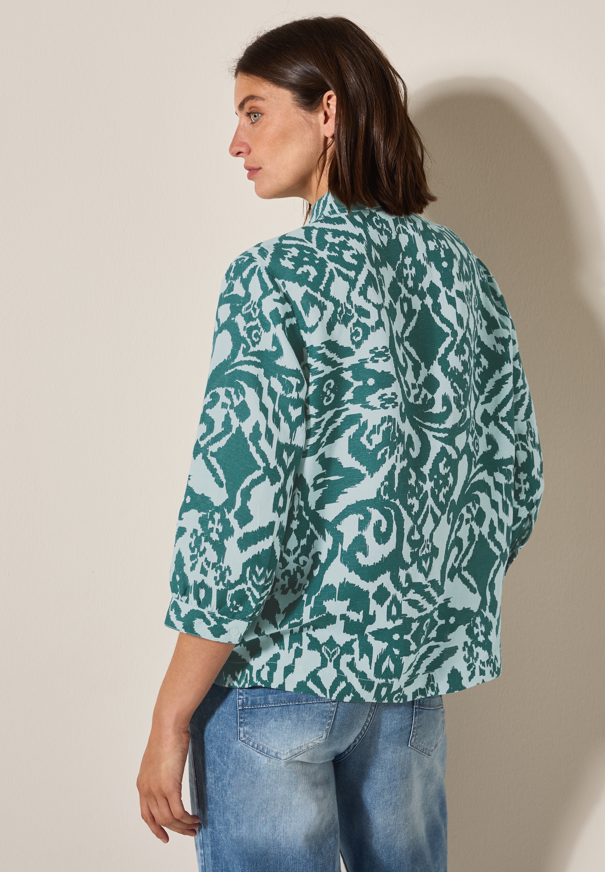 Cecil Hemdbluse, mit grafischem Muster, mit Leinen