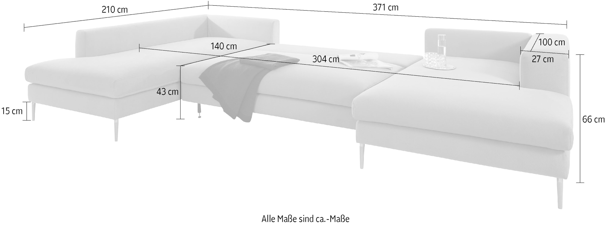 OTTO products Wohnlandschaft "Finnja, viel Platz, wahlweise Bettfunktion un günstig online kaufen