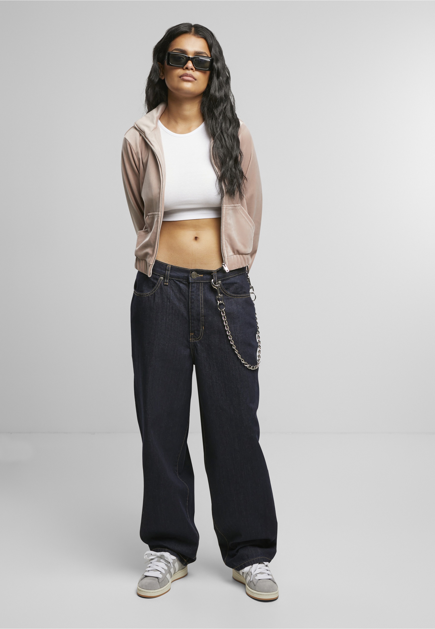 URBAN CLASSICS Langmantel »Urban Classics Ladies Short Velvet Track Jacket«