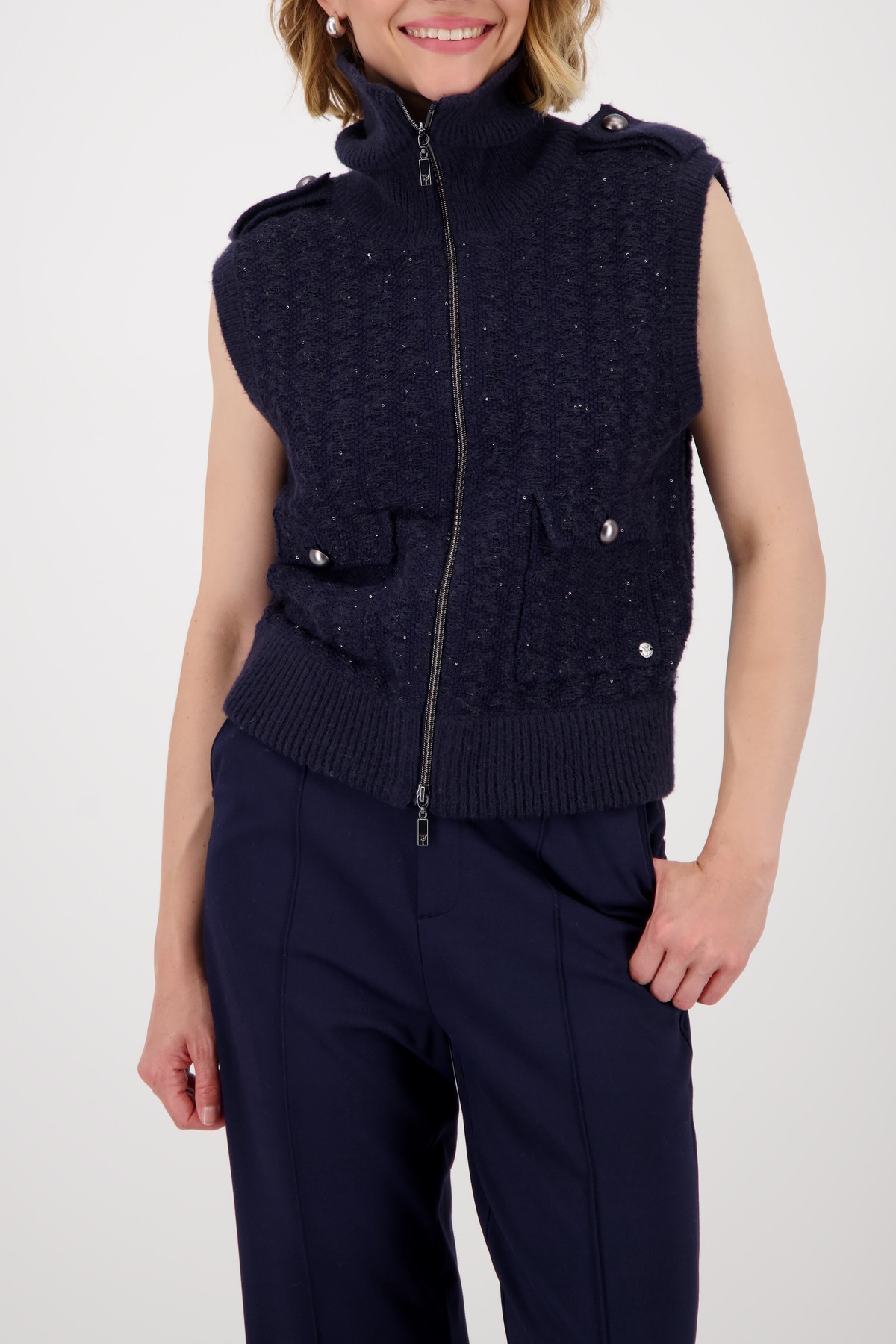 Monari Strickjacke, Regular fit mit Rundhalsausschnitt mit Stehkragen günstig online kaufen