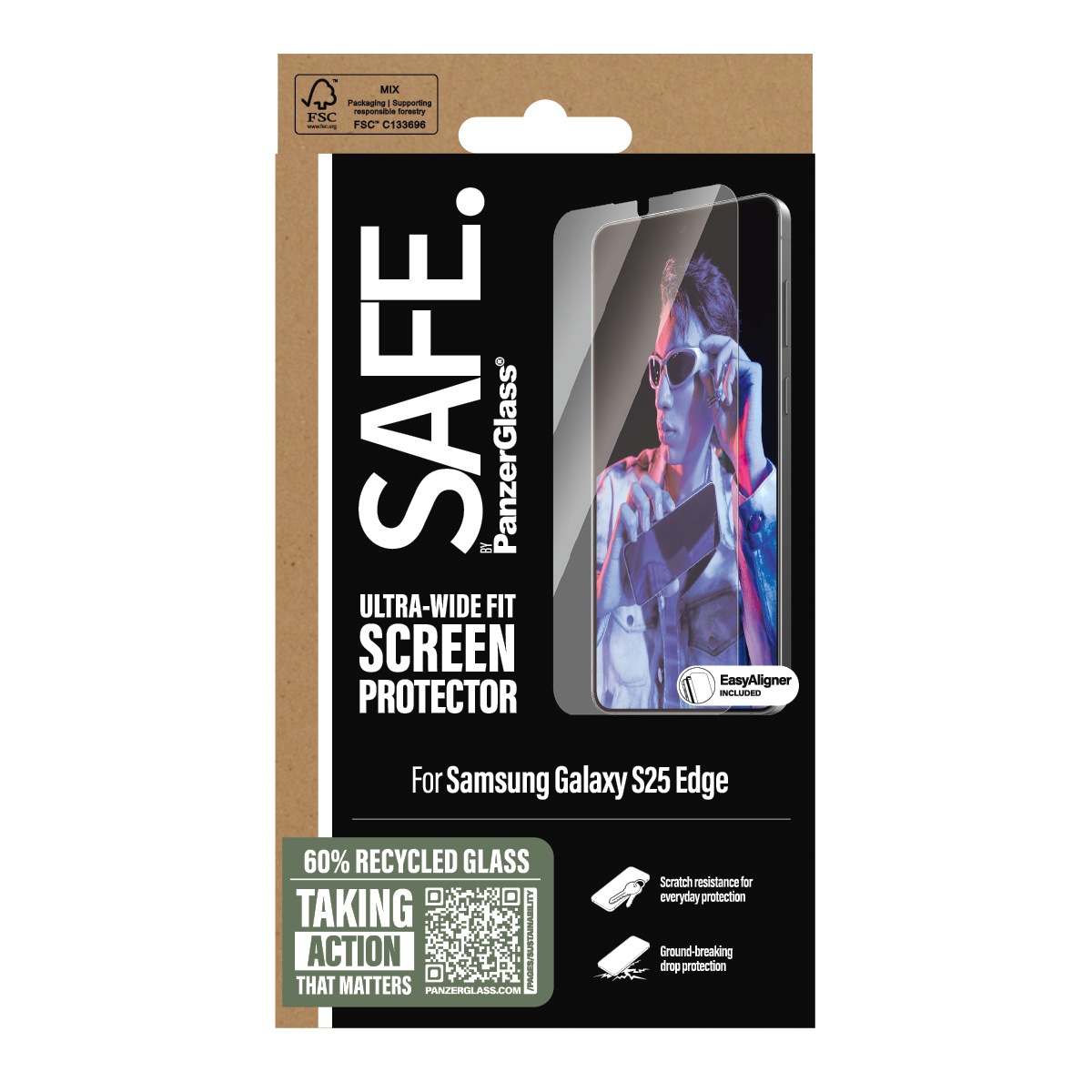 SAFE by PanzerGlass Displayschutzglas »Ultra-Wide Fit Screen Protection«, für Samsung Galaxy S25 Edge, Displayschutzfolie, Schutzfolie, Bildschirmschutz, kratz- & stoßfest