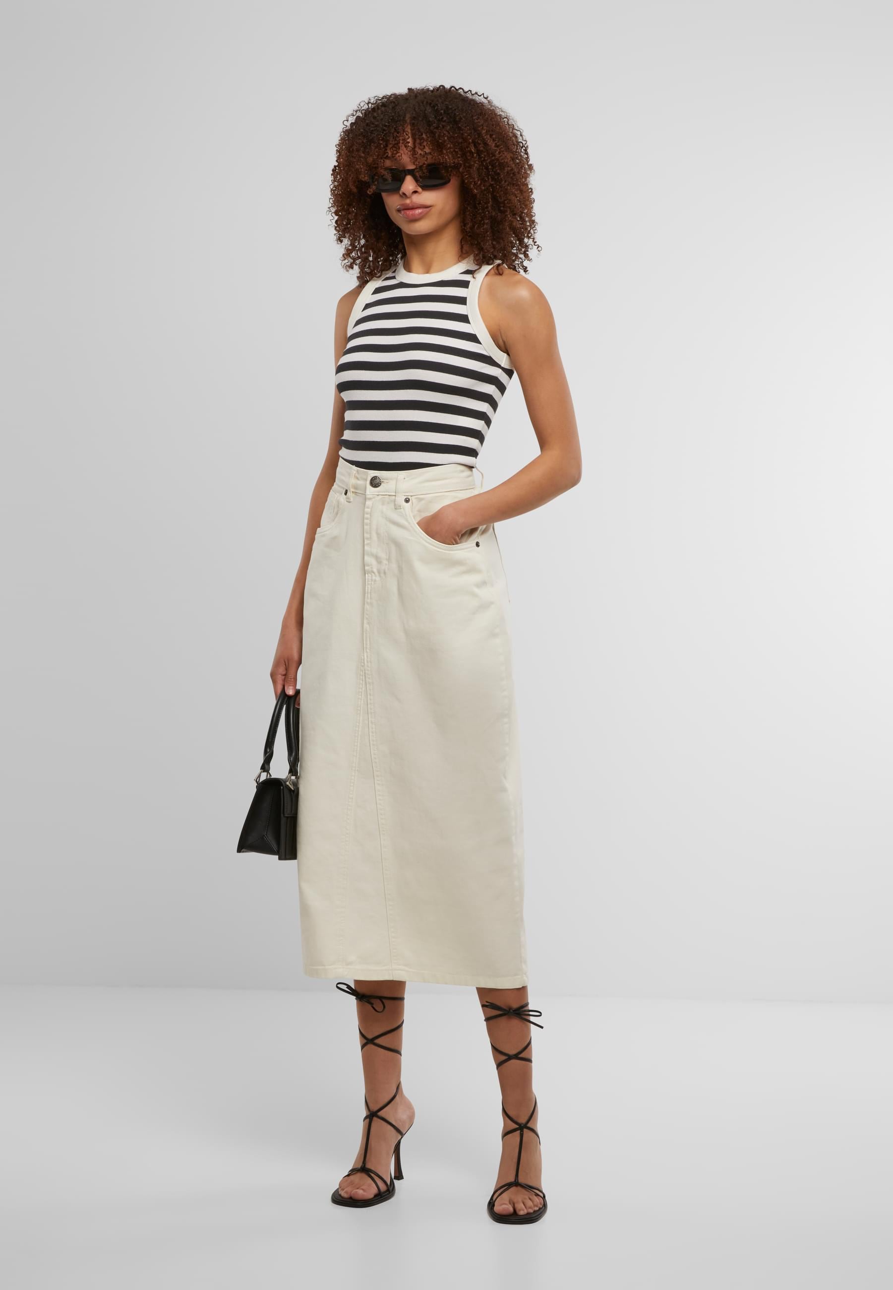 URBAN CLASSICS Sommerrock »Urban Classics Ladies Soft Denim Midi Skirt«, (1 tlg.)