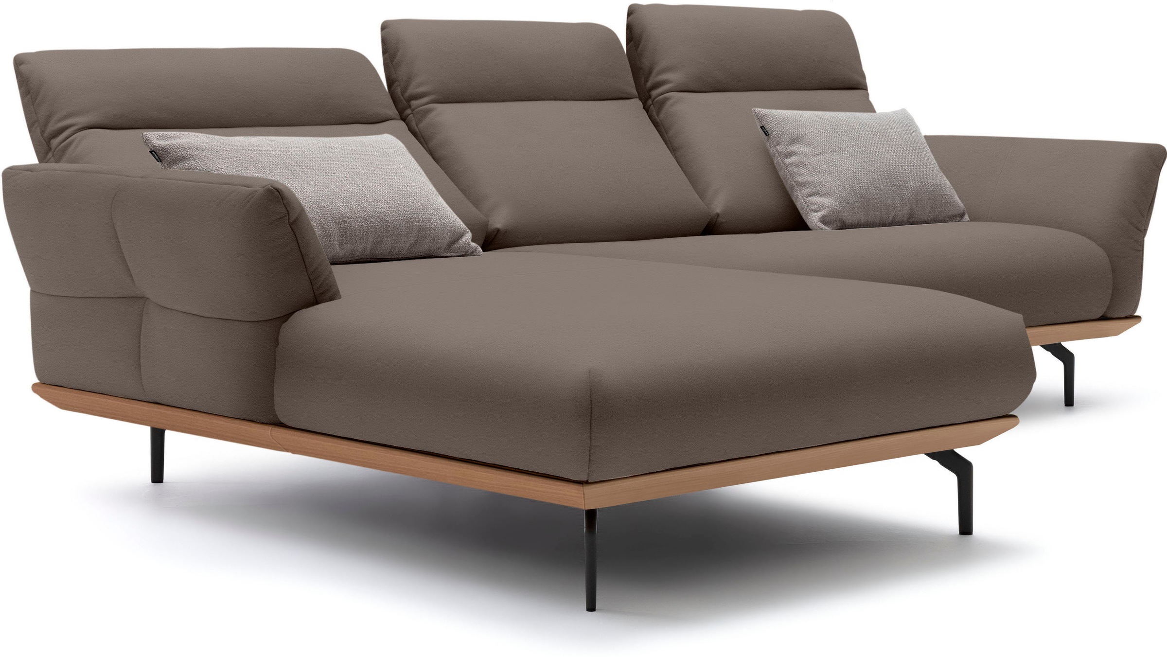Creation BY ROLF BENZ Ecksofa »CR.460«, Sockel in Eiche, Alugussfüße in umbragrau, Breite 298 cm
