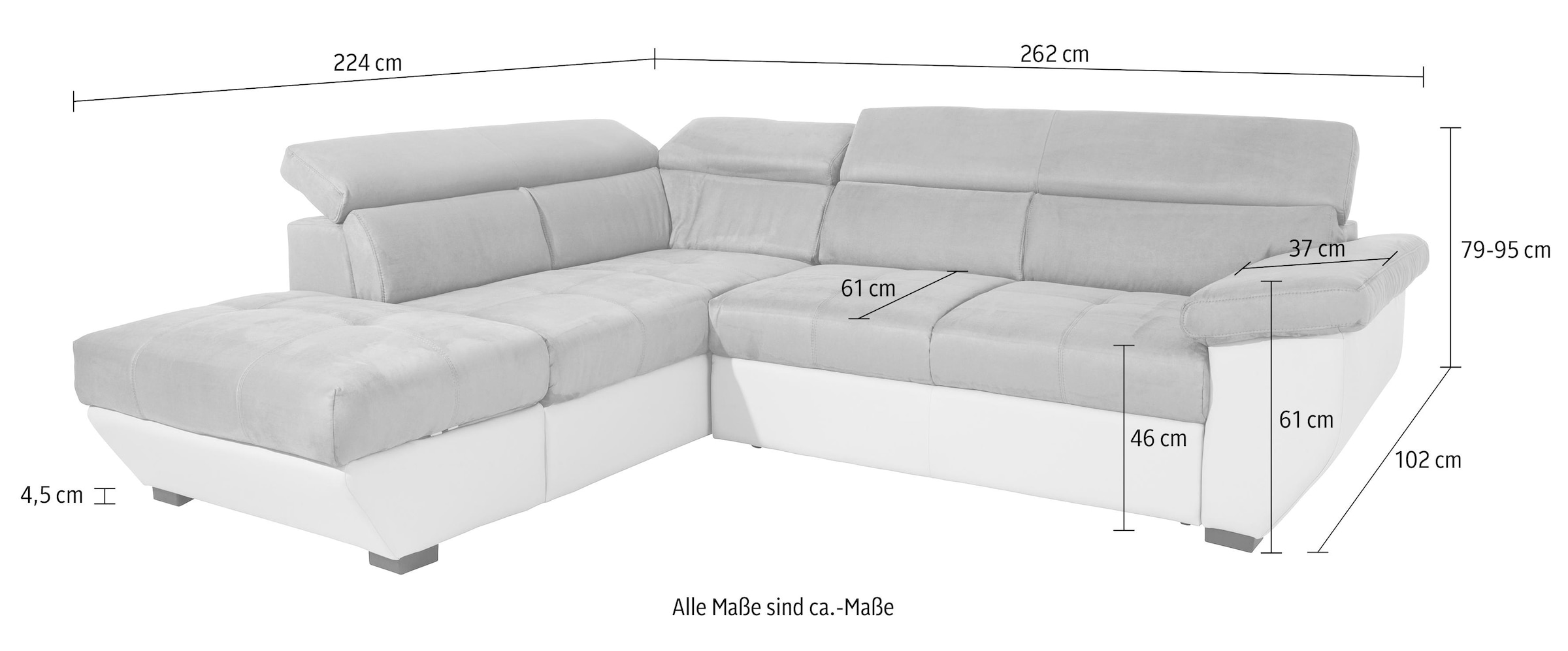 COTTA Ecksofa »Speedway L-Form«, mit Kopfteilverstellung, wahlweise mit Bettfunktion & Bettkasten