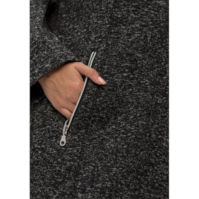 Sheego Fleecejacke »Große Größen«, mit Kapuze, in melierter Optik,  wärmender Strickfleece für kaufen | BAUR