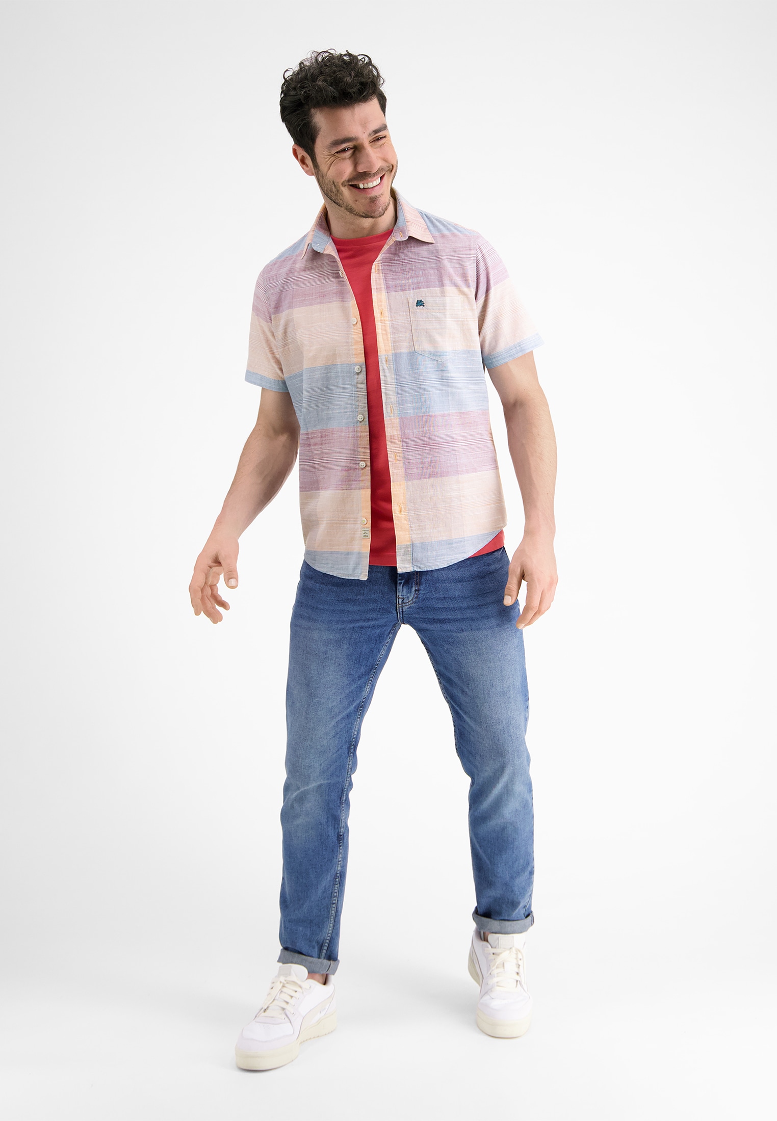 LERROS Kurzarmhemd »LERROS Kurzarmhemd *Slub Karo*«