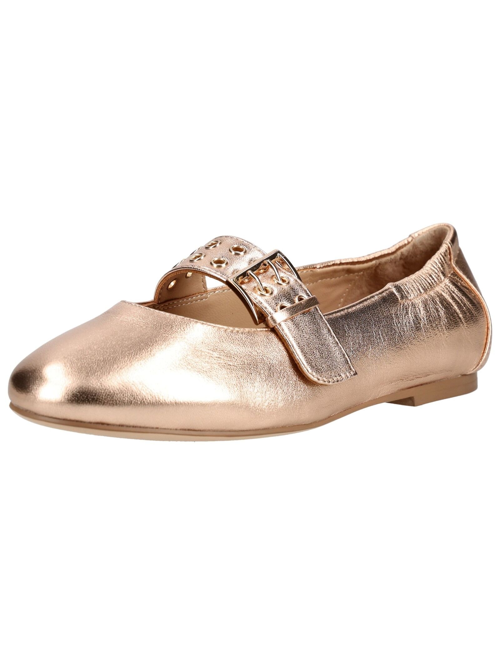 Riemchenballerina REGARDE LE CIEL "Regarde Le Ciel Ballerinas Leder", Damen, Gr. 37, gold, Leder, Schuhe Riemchenballerina
