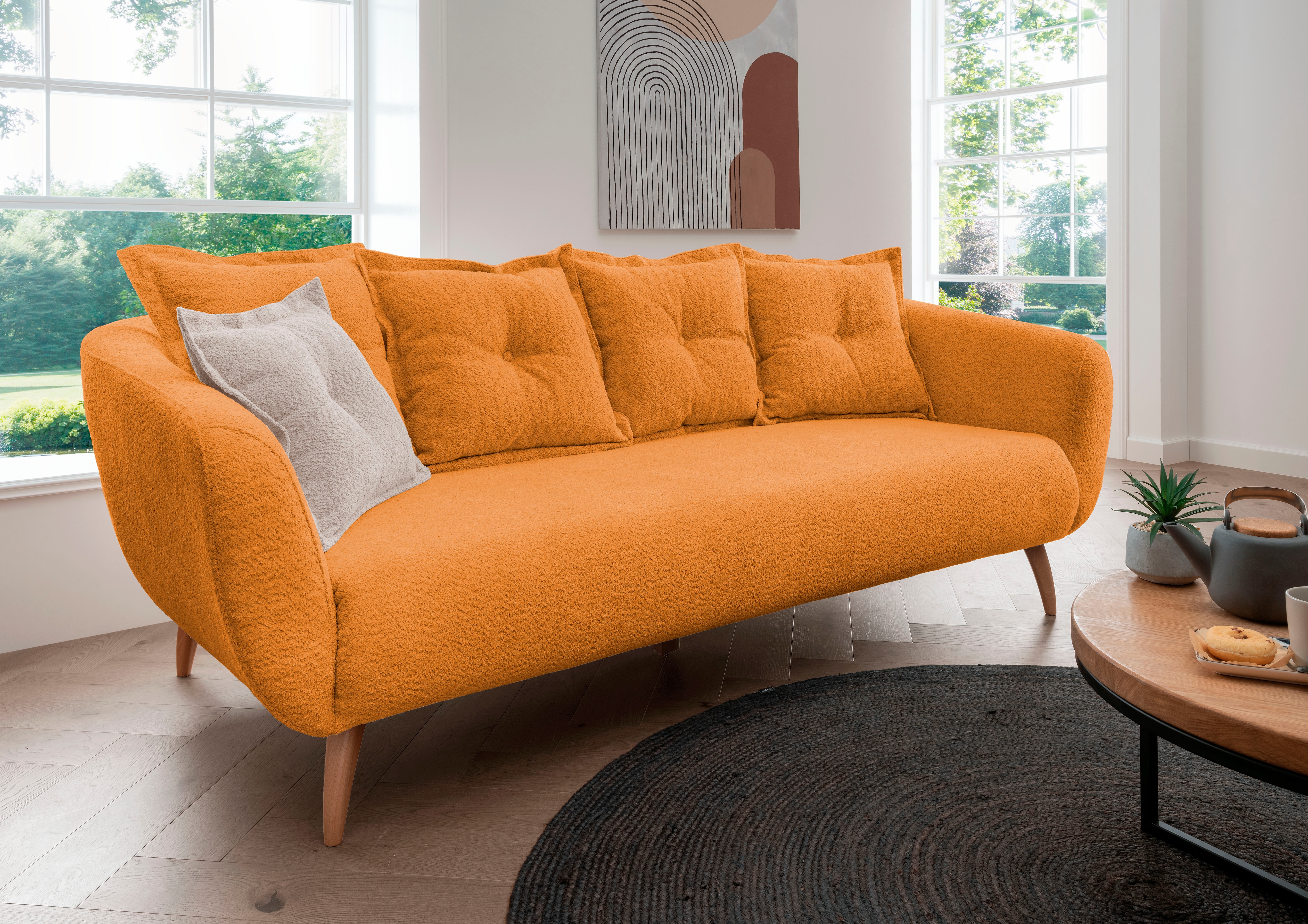 Home affaire 3-Sitzer "Baggio modern und romantisches Design, bequem" Zierkissen inklusive