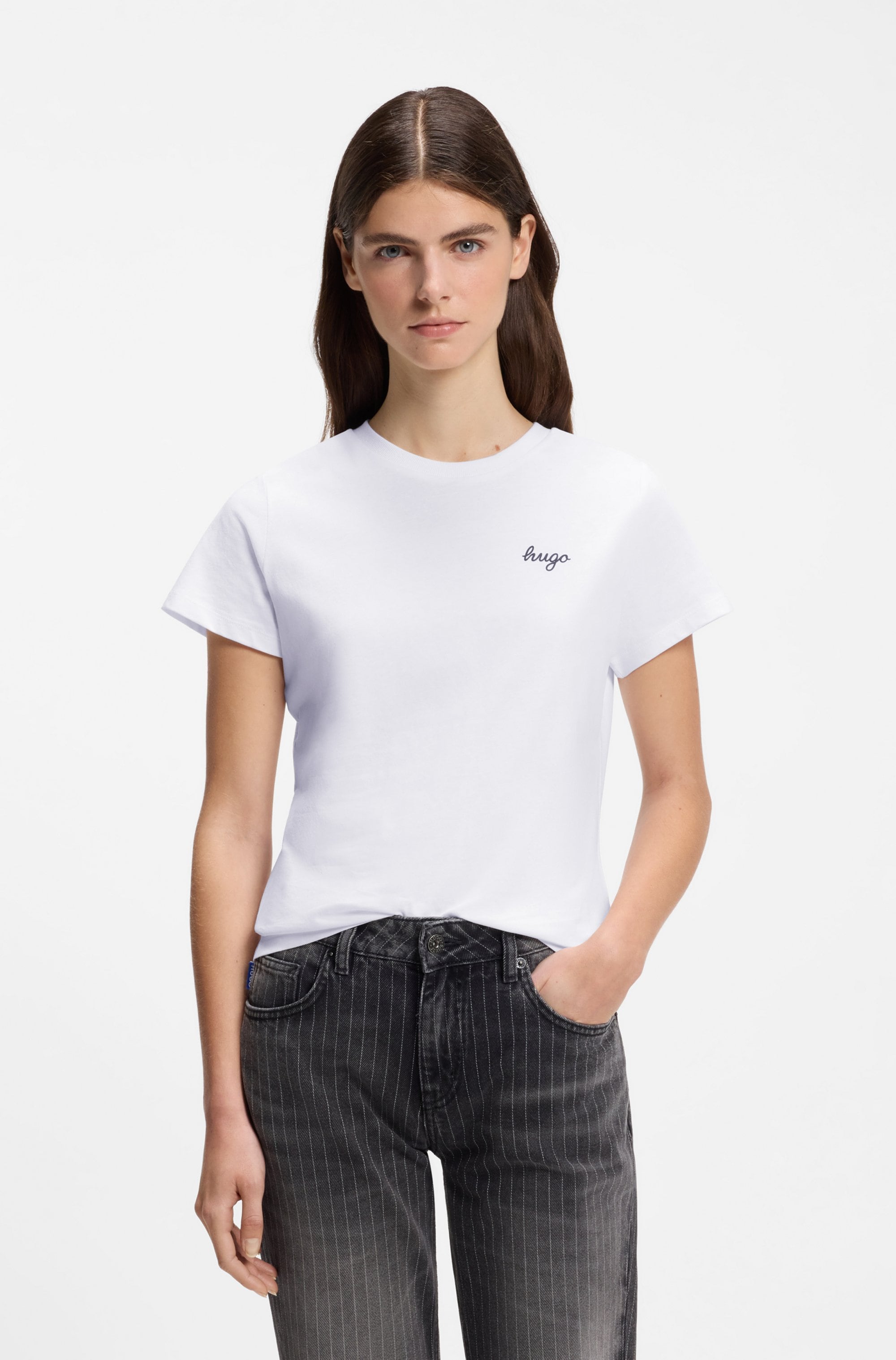 HUGO T-Shirt "Damatee" mit Logoschriftzug, reine Baumwolle