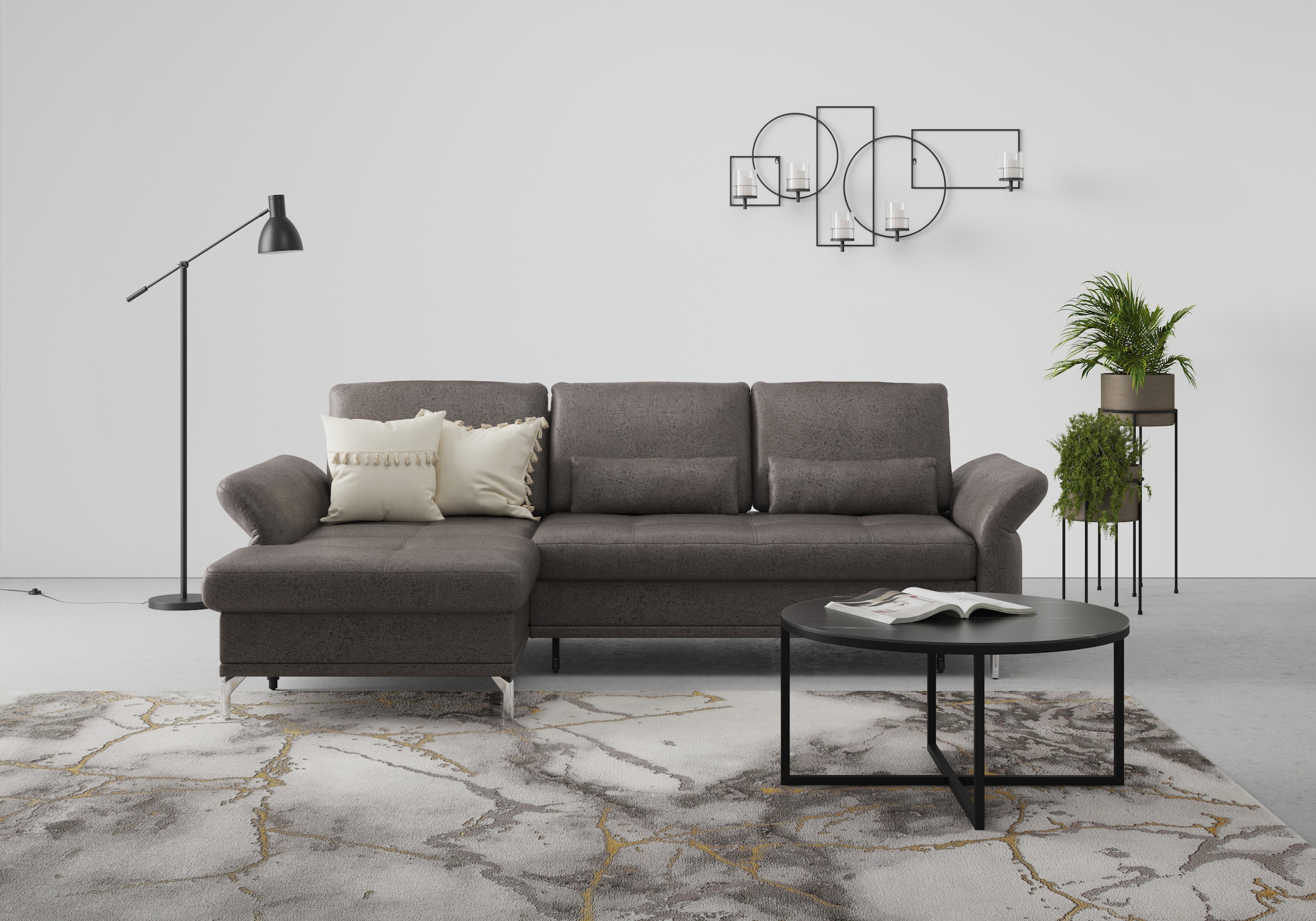 Home affaire Ecksofa "Palm Beach L-Form" Federkern, mit Sitztiefenverstellu günstig online kaufen