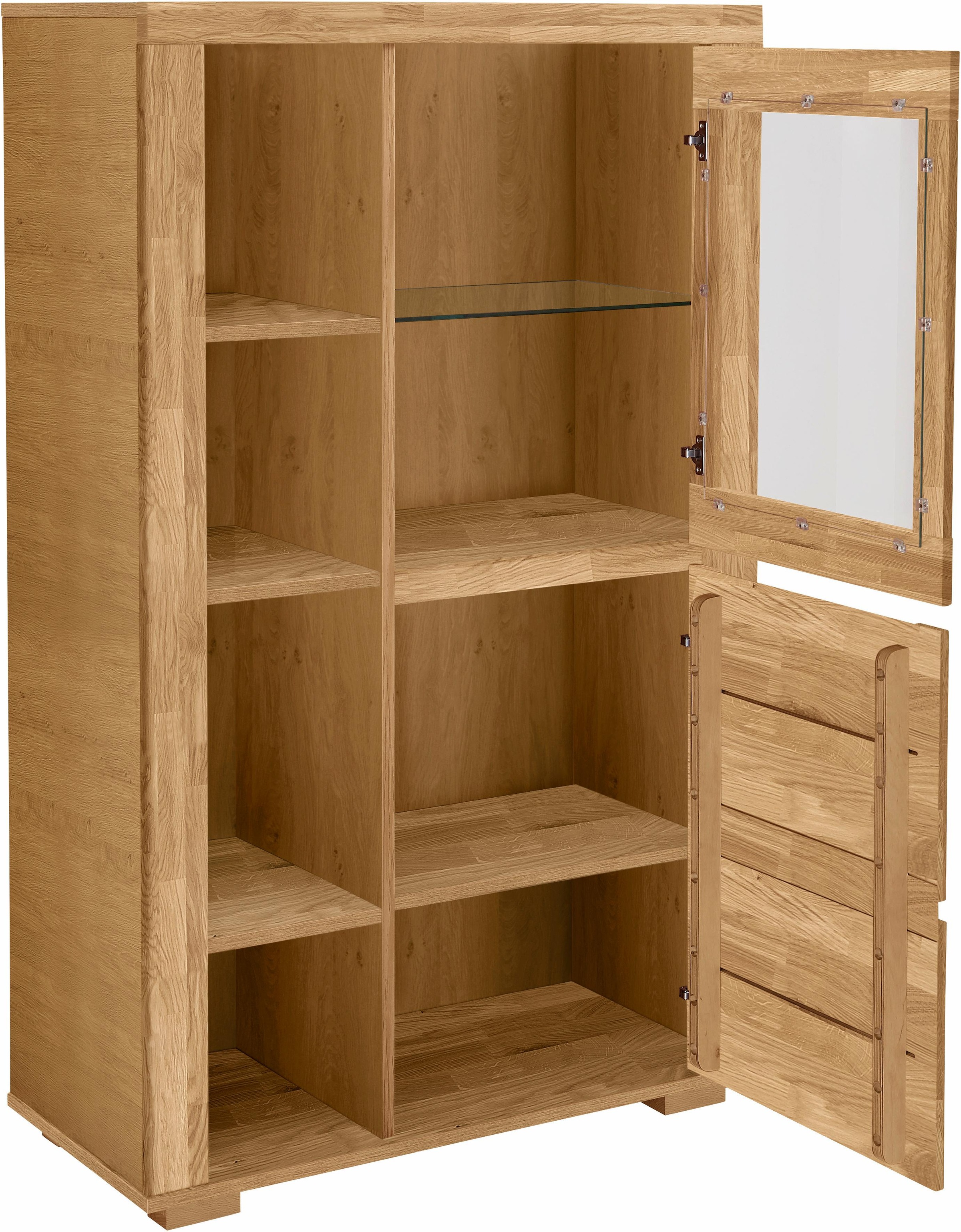 Home affaire Vitrine "DENIS80,B/T/H:90/40/145cm, Front massivhozl, geölt, S günstig online kaufen