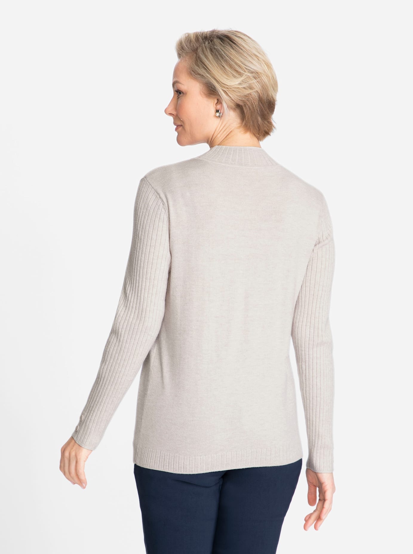 Strickpullover CLASSIC "Pullover", Damen, Gr. 50, grau (hellgrau, meliert), 50% Viskose, 28% Polyester, 22% Polyamid, unifarben, Pullover Strickpullover 2