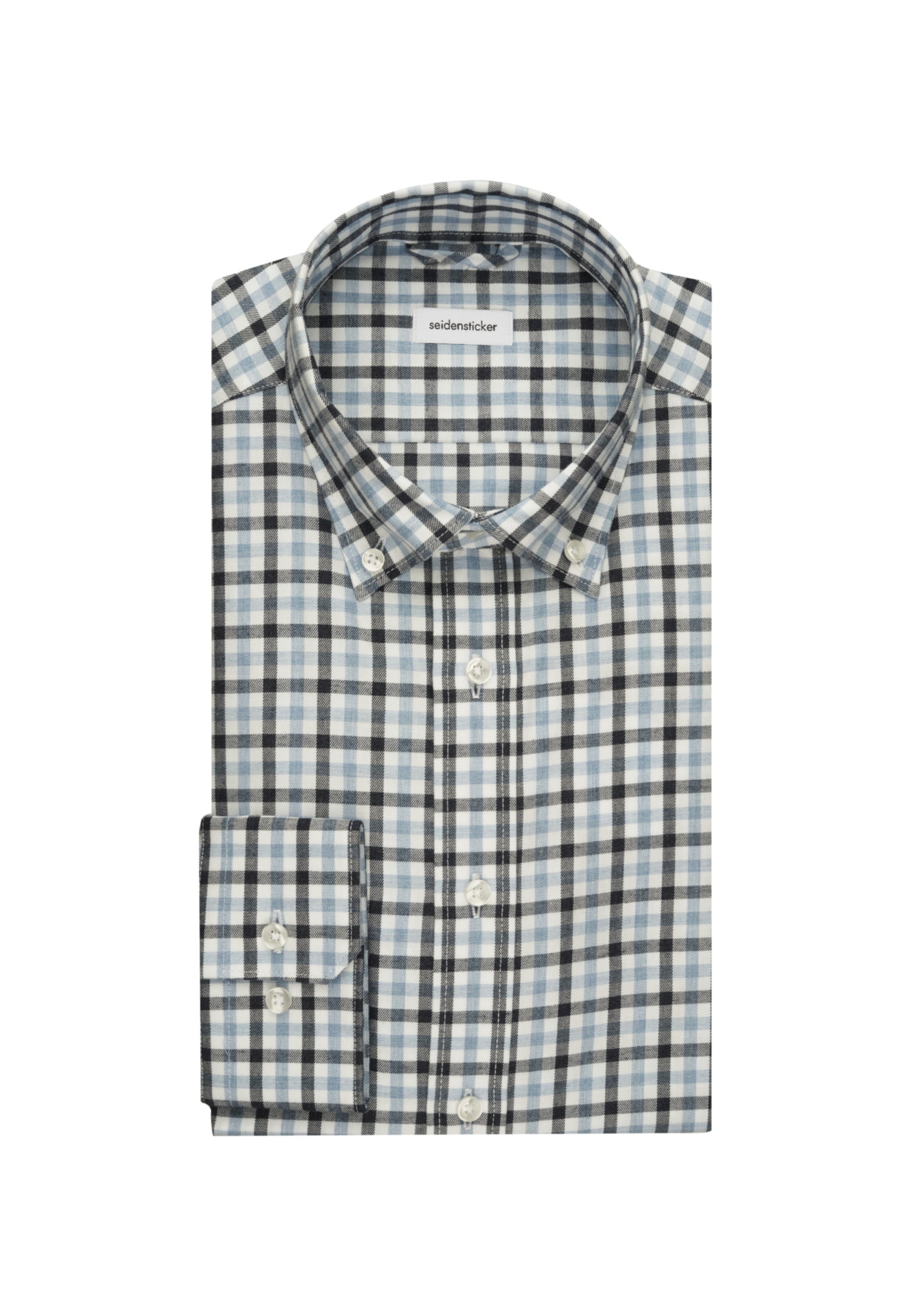 seidensticker Flanellhemd »Slim«, Slim Langarm Button-Down-Kragen Karo