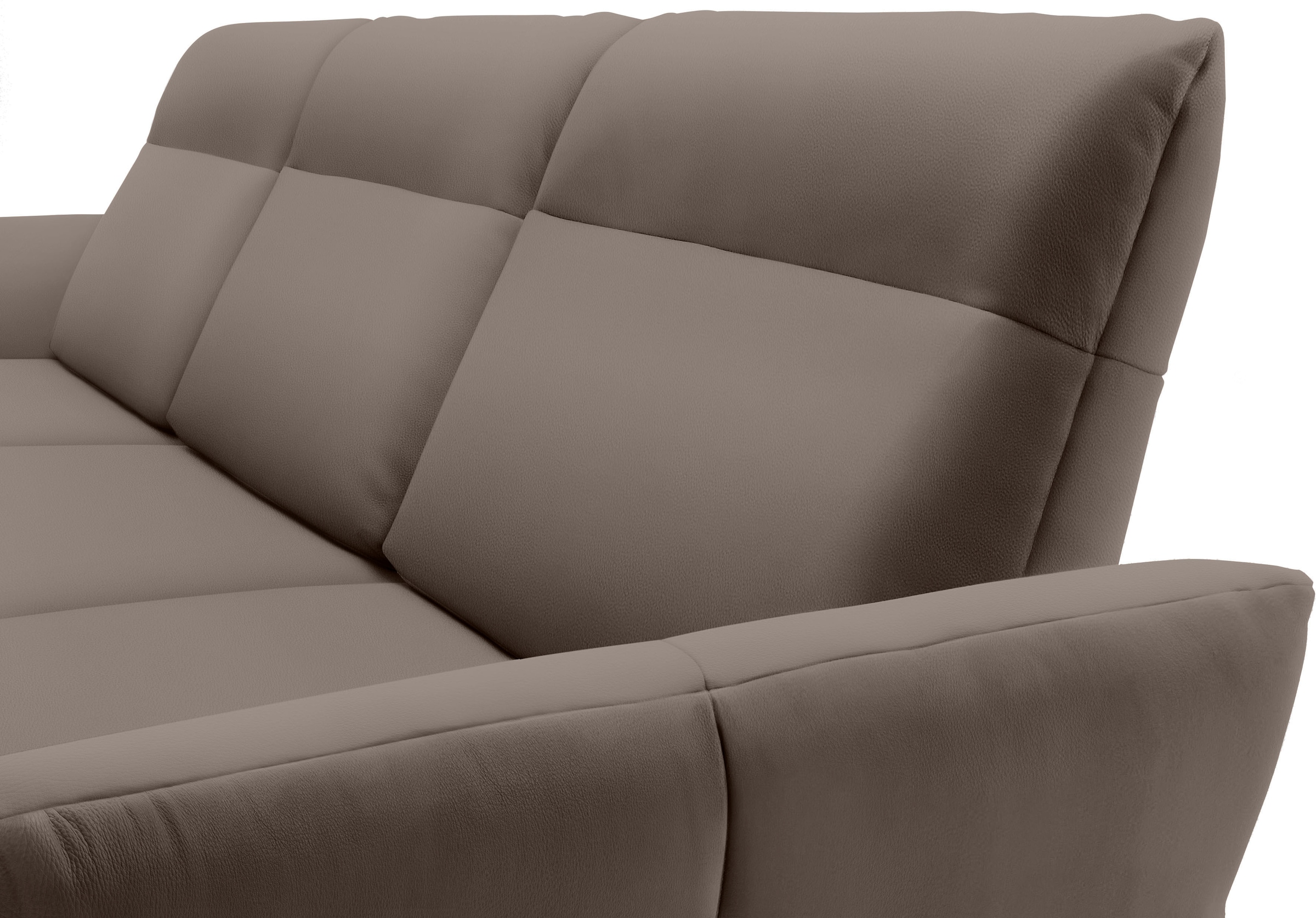 Creation BY ROLF BENZ Ecksofa »CR.460«, Sockel in Nussbaum, Winkelfüße in Umbragrau, Breite 318 cm