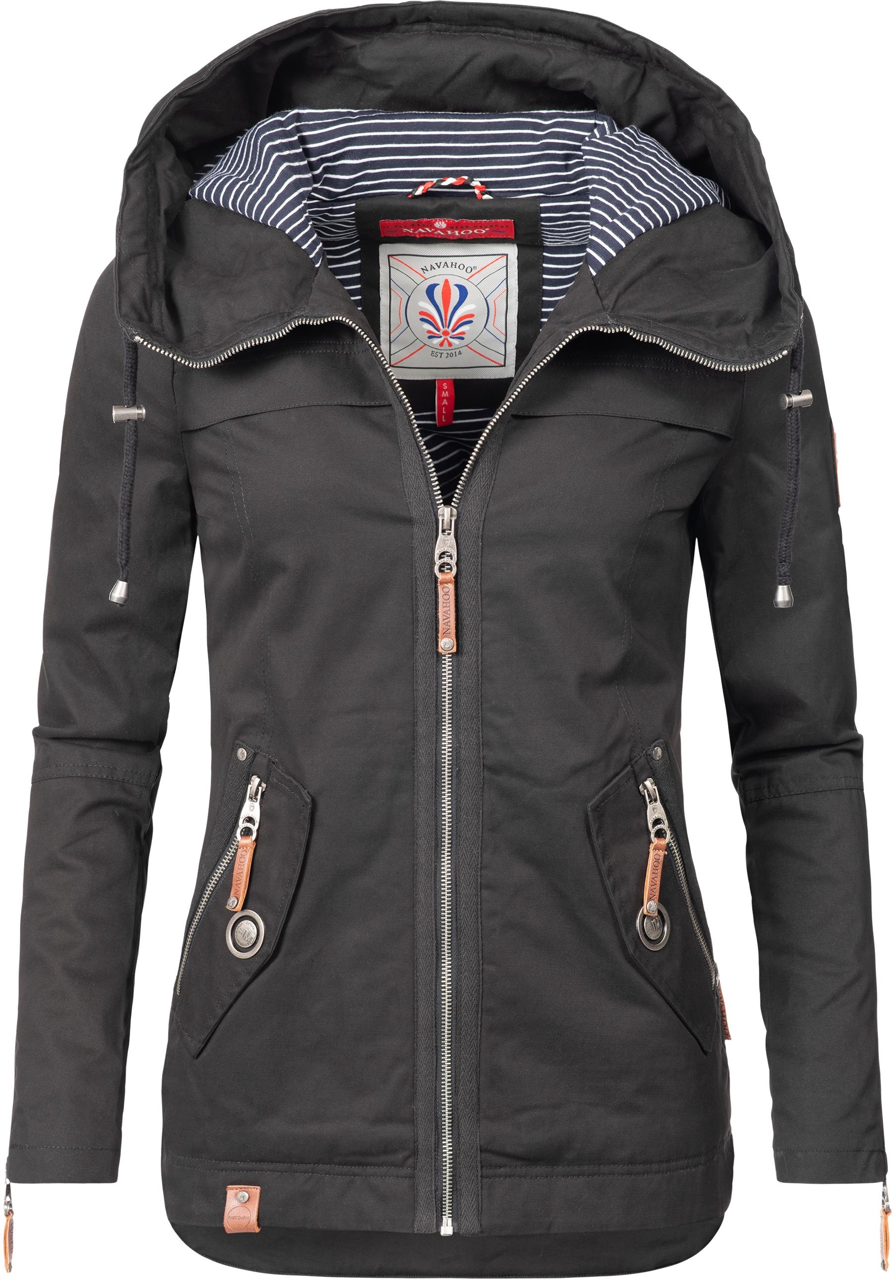 Navahoo Outdoorjacke »Wekoo«, mit Kapuze, moderner Damen Übergangsparka aus Baumwolle mit Kapuze