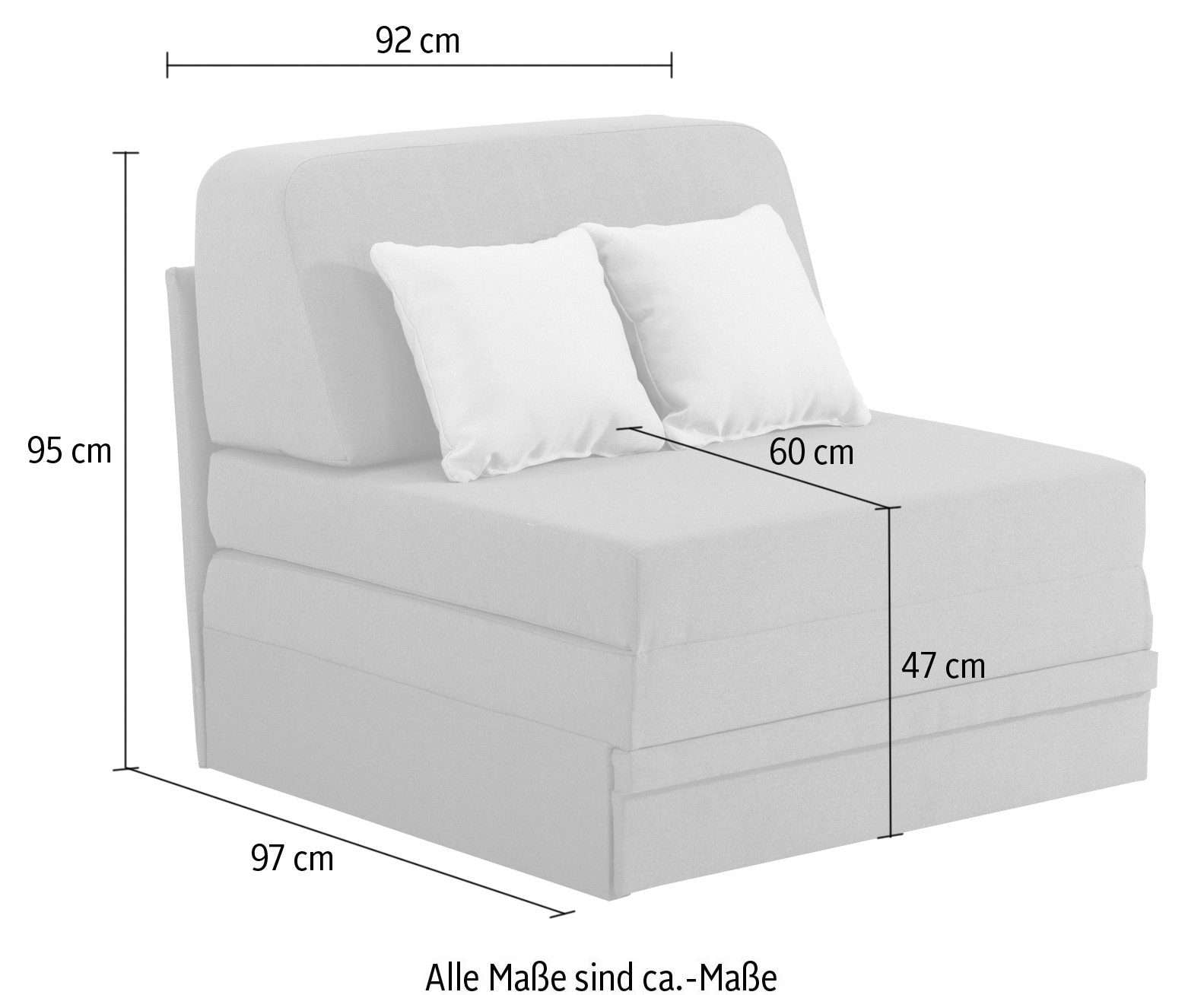 INOSIGN Schlafsofa »Fantastico Plus Schlafsofa 92cm (Liegefläche 92/190cm)«, mit Bettkasten, Inklusive 1 Rücken- und 2 Zierkissen