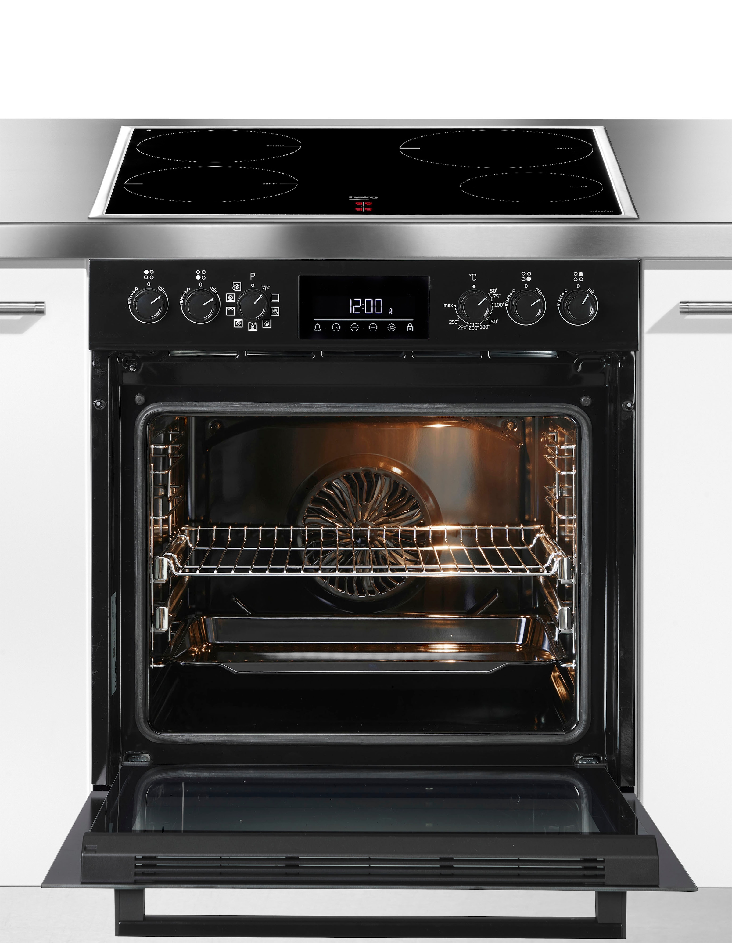 BEKO Induktions Herd-Set "BBUM17341BE" mit 2-fach-Teleskopauszug Set, Heißl günstig online kaufen