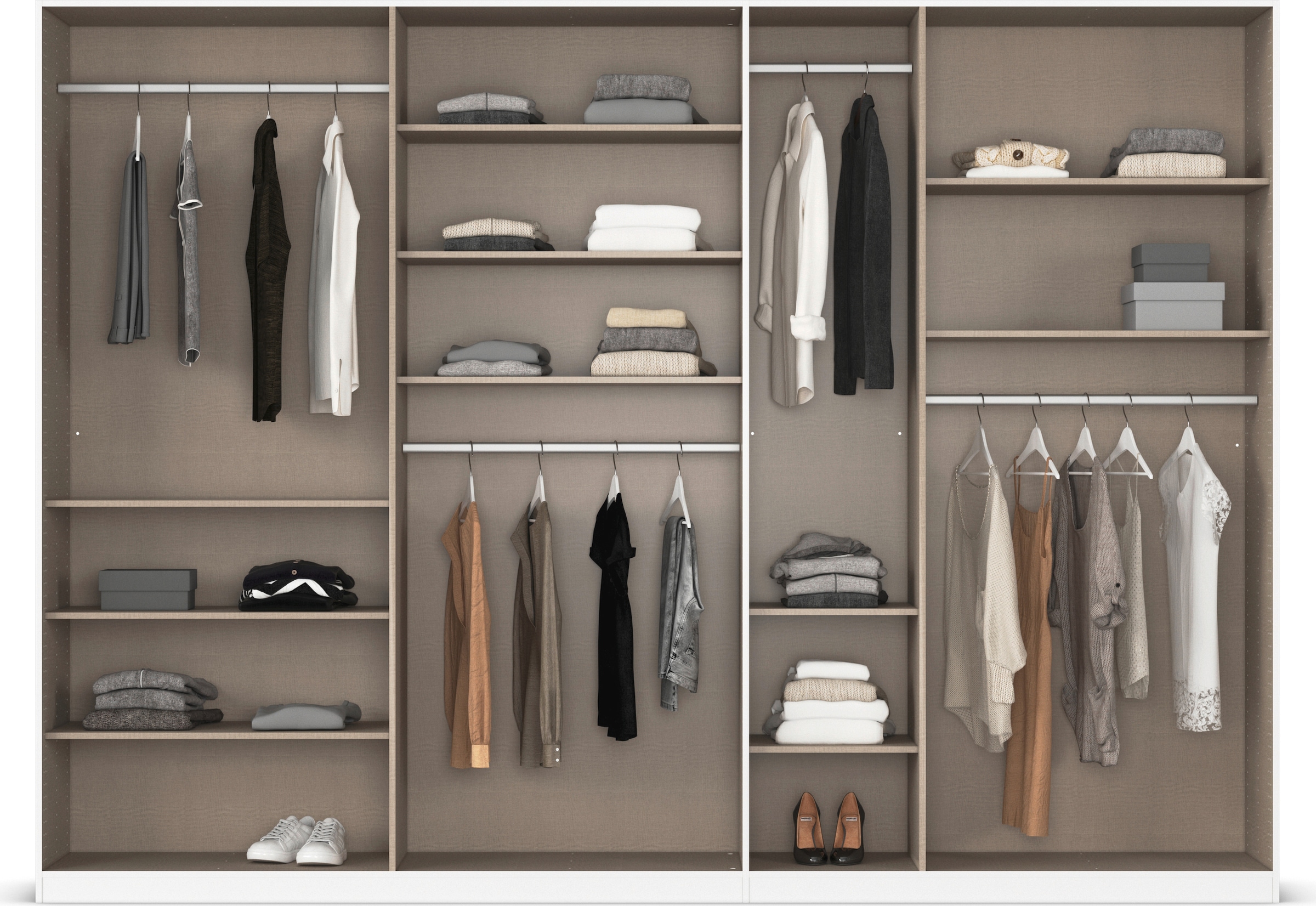 rauch Drehtürenschrank »Kleiderschrank Schrank Garderobe AGORDO TOPSELLER Schlafzimmer«, (in zwei Griff-Farben mit Dekor- oder Hochglanzfront), durchdachte Innenausstattung, in 6 Breiten und 2 Höhen MADE IN GERMANY