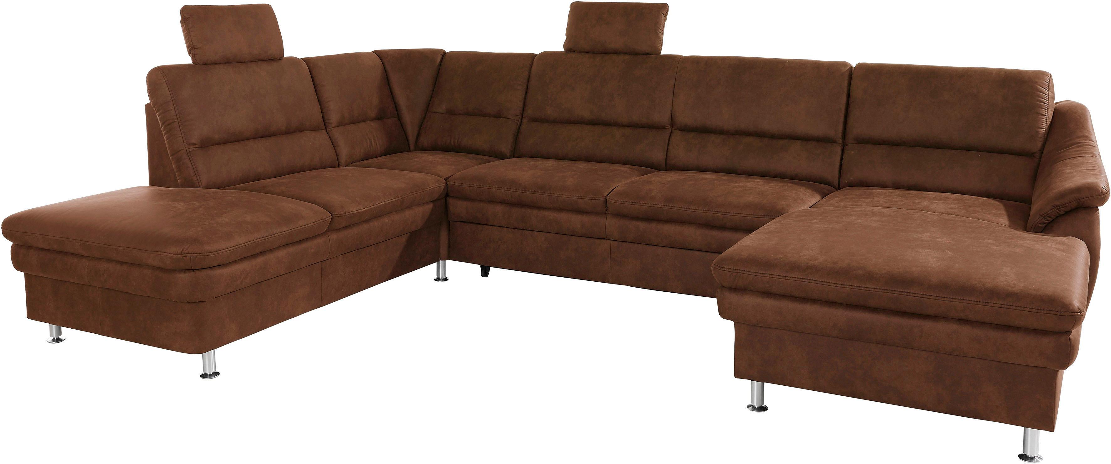 sit&more Wohnlandschaft "Cardoso, U-Form, B: 324 cm, Bettfunktion und Relaxfunktion optional" 2 Kopfstützen inklusive, Federkern, komfortable Sitzhöhe 47 cm