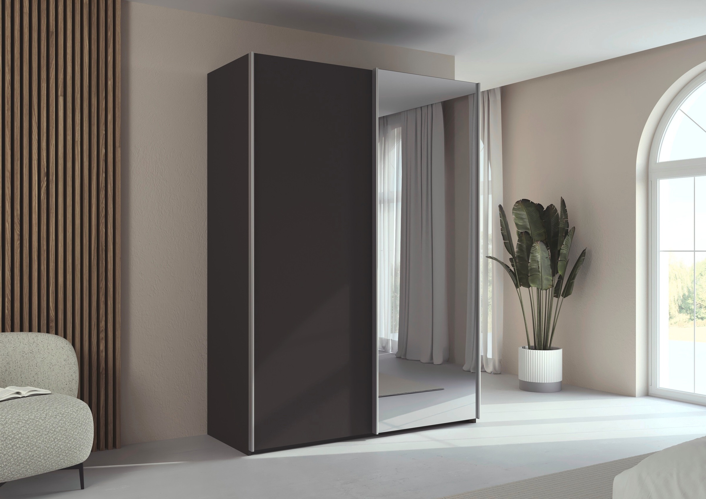 rauch Kleiderschrank »Schwebetürenschrank Schrank Garderobe Ankleide Schlafzimmer TARO« in 3 verschiedenen Ausstattungen BASIC/CLASSIC/PREMIUM (SOFT-CLOSE),  4 Breiten, optional Passepartout mit/ohne Beleuchtung MADE IN GERMANY