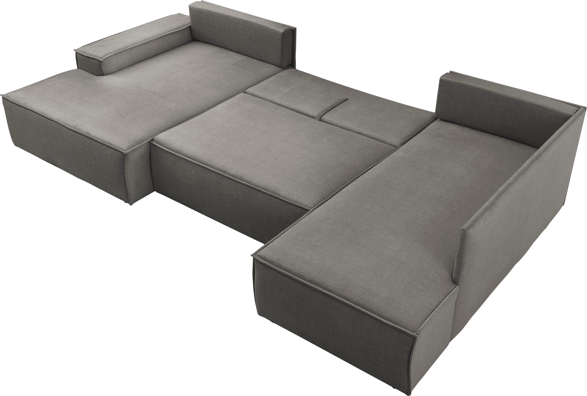 Home affaire Wohnlandschaft »SHERWOOD 329 cm, U-Form, Schlafsofa,«, Schlaffunktion m. Bettkasten (194x139 cm), Cord, Vintage, Samtvelours