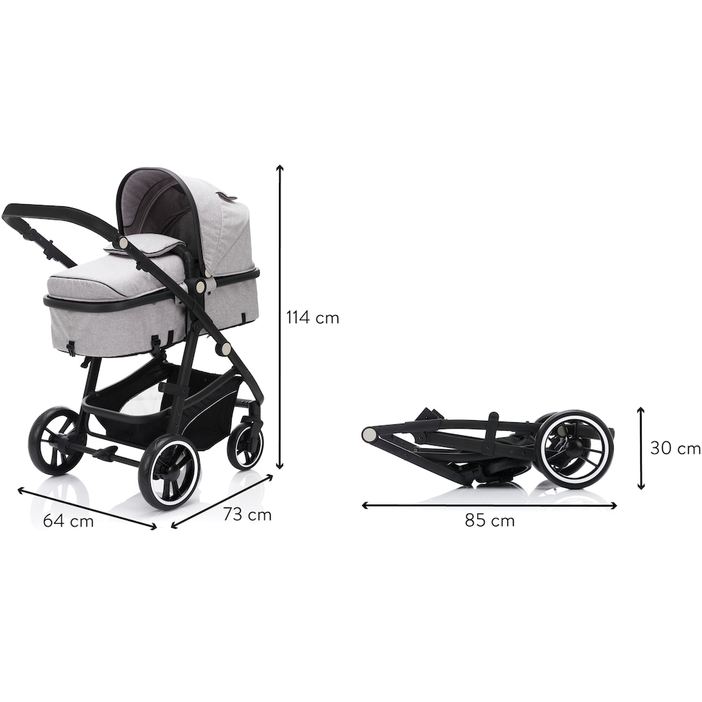 Fillikid Kombi-Kinderwagen »Panther, stone melange«, 22 kg, mit Babyschale; Kinderwagen