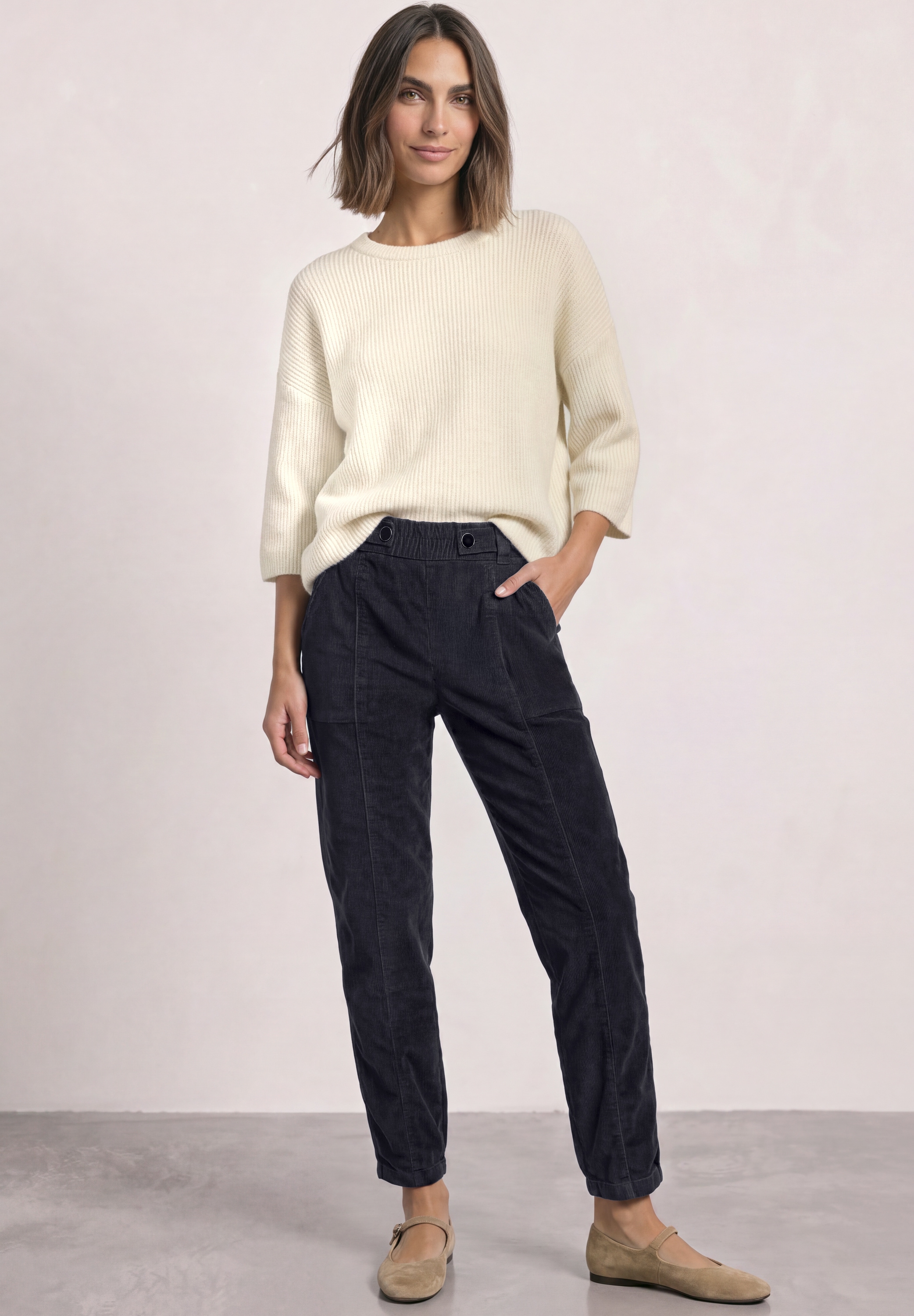 STREET ONE Cordhose »Style Karlie«  Barrel Leg / Elastikbund / mit Stretch