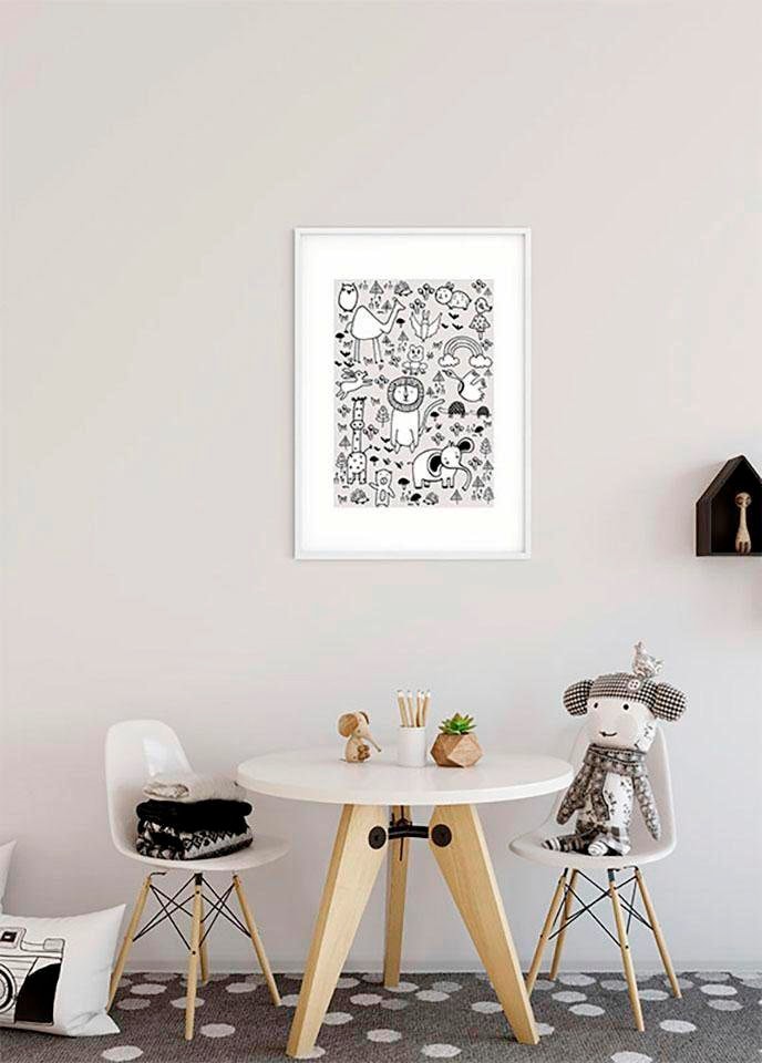 Komar Poster »Scribble Park«, Tiere, (1 St.), Kinderzimmer, Schlafzimmer, Wohnzimmer