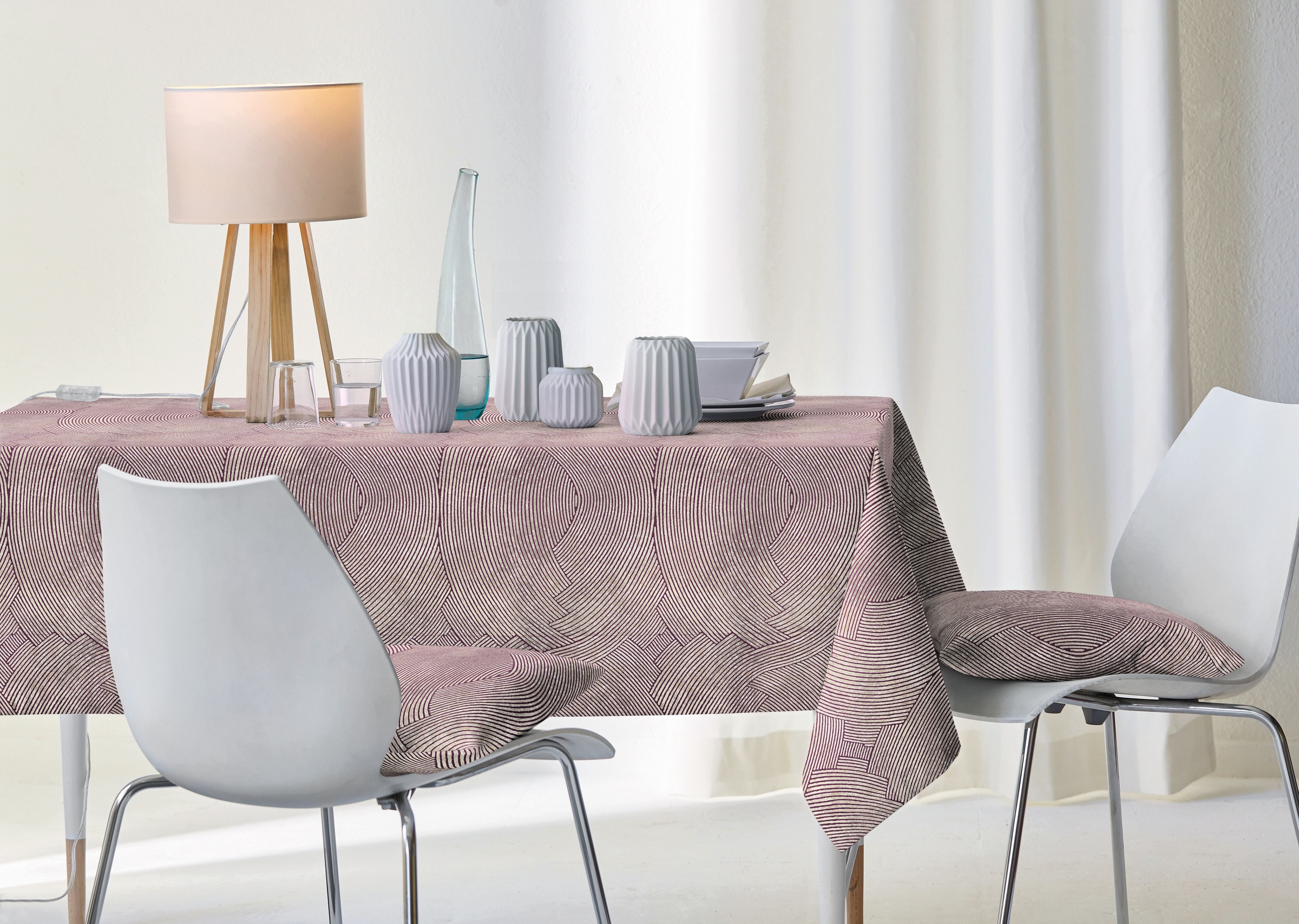 APELT Mitteldecke "5470" grafische Linen / Uni