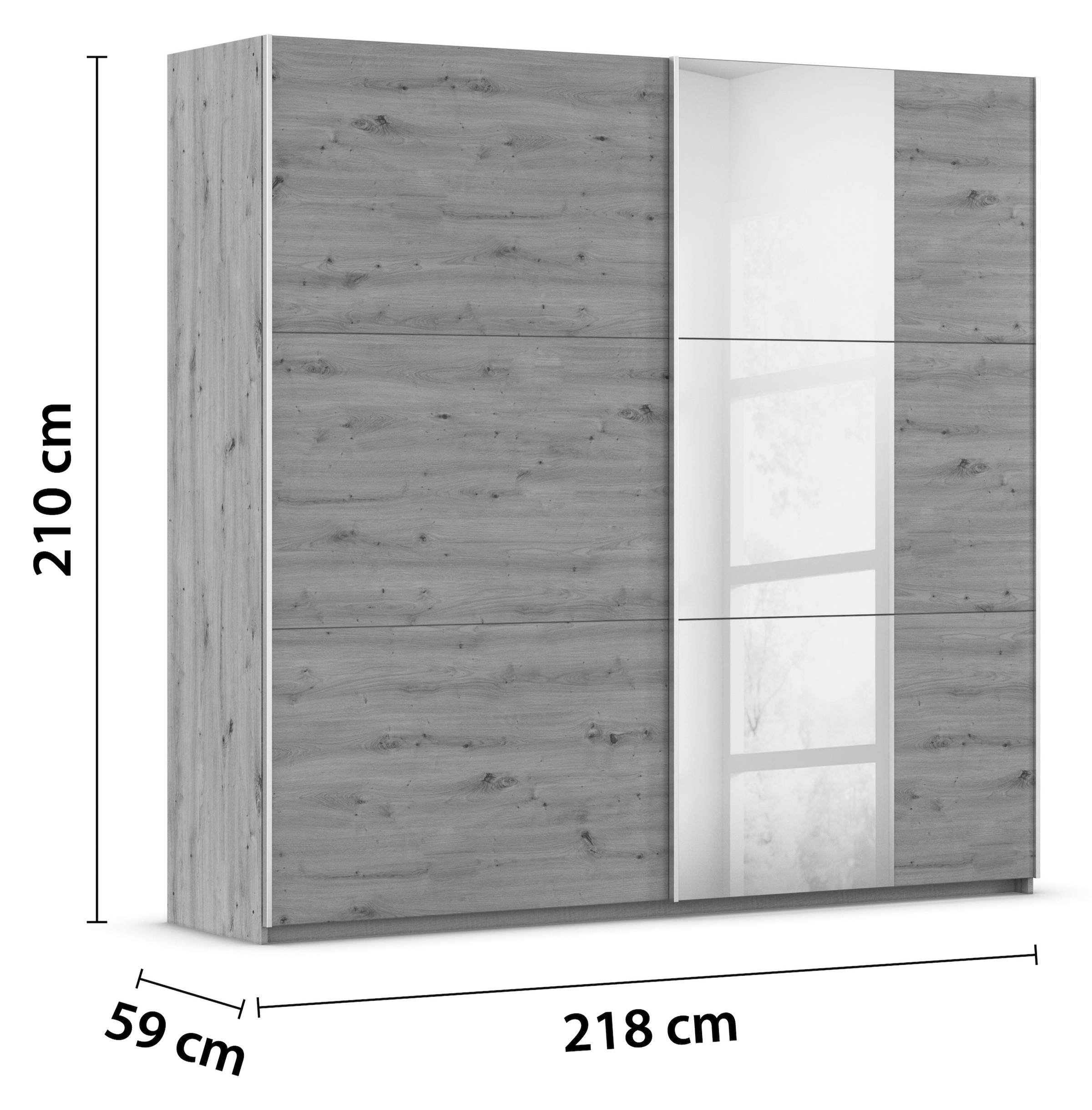rauch Schwebetürenschrank »Kleiderschrank Garderobe TOPSELLER AURELIO mit 3 Ausstattungsvarianten«, 3 verschiedene Ausstattungsvarianten Griffe aus Metall MADE IN GERMANY