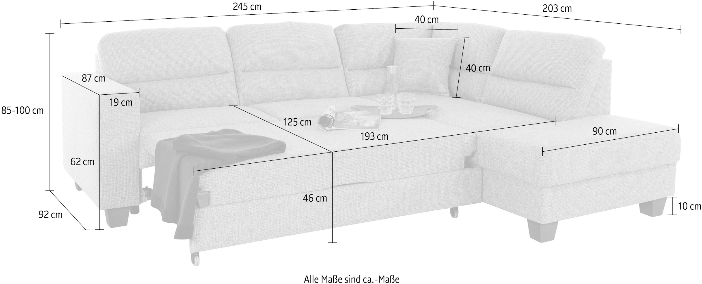 TRENDMANUFAKTUR Ecksofa »Chamber, L-Form«, inklusive einer Kopfstütze, wahlweise mit Schlaffunktion