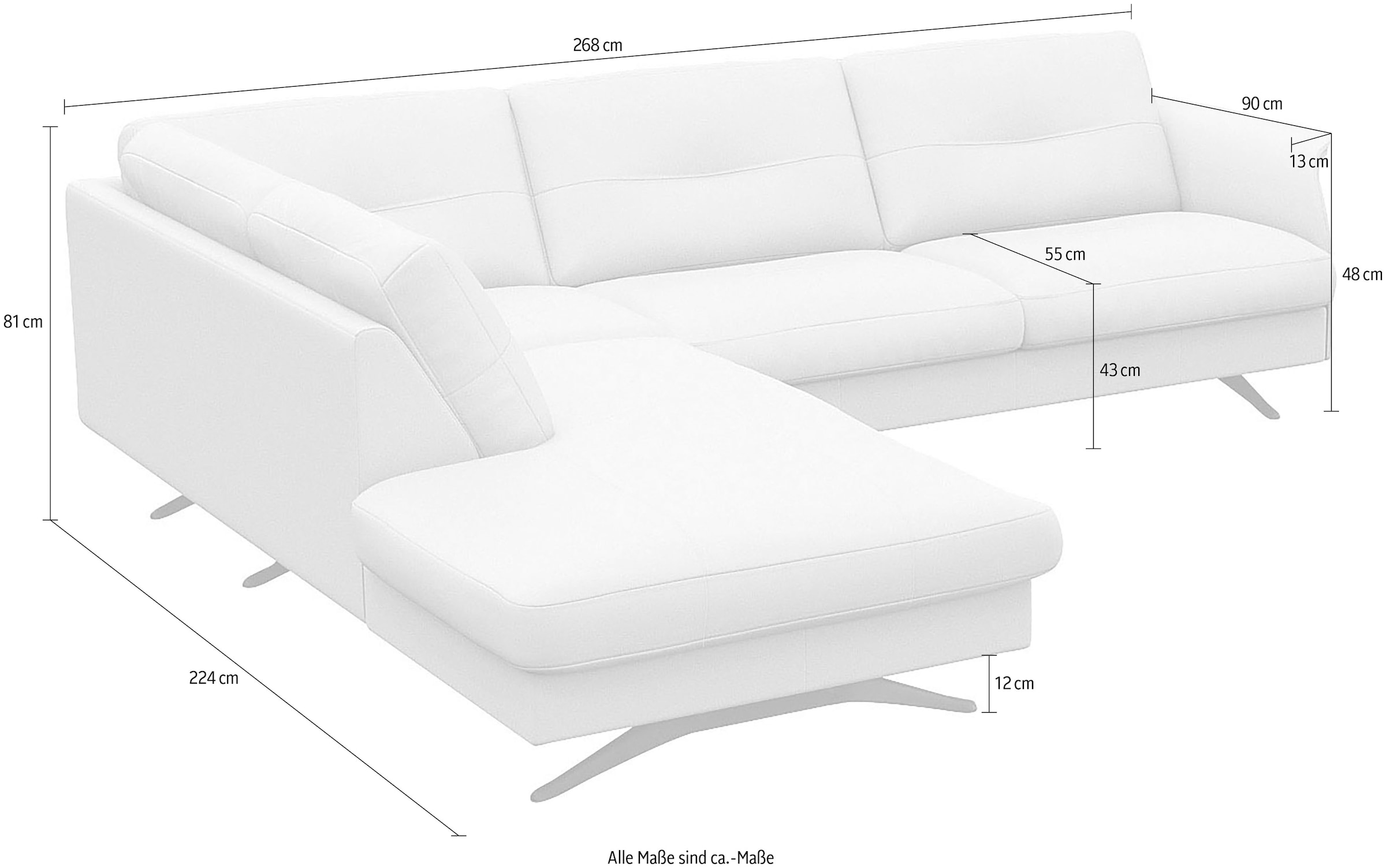 FLEXLUX Ecksofa »Glow«, Walnuss, Breite 268 cm, Tiefe 224 cm, L-Form