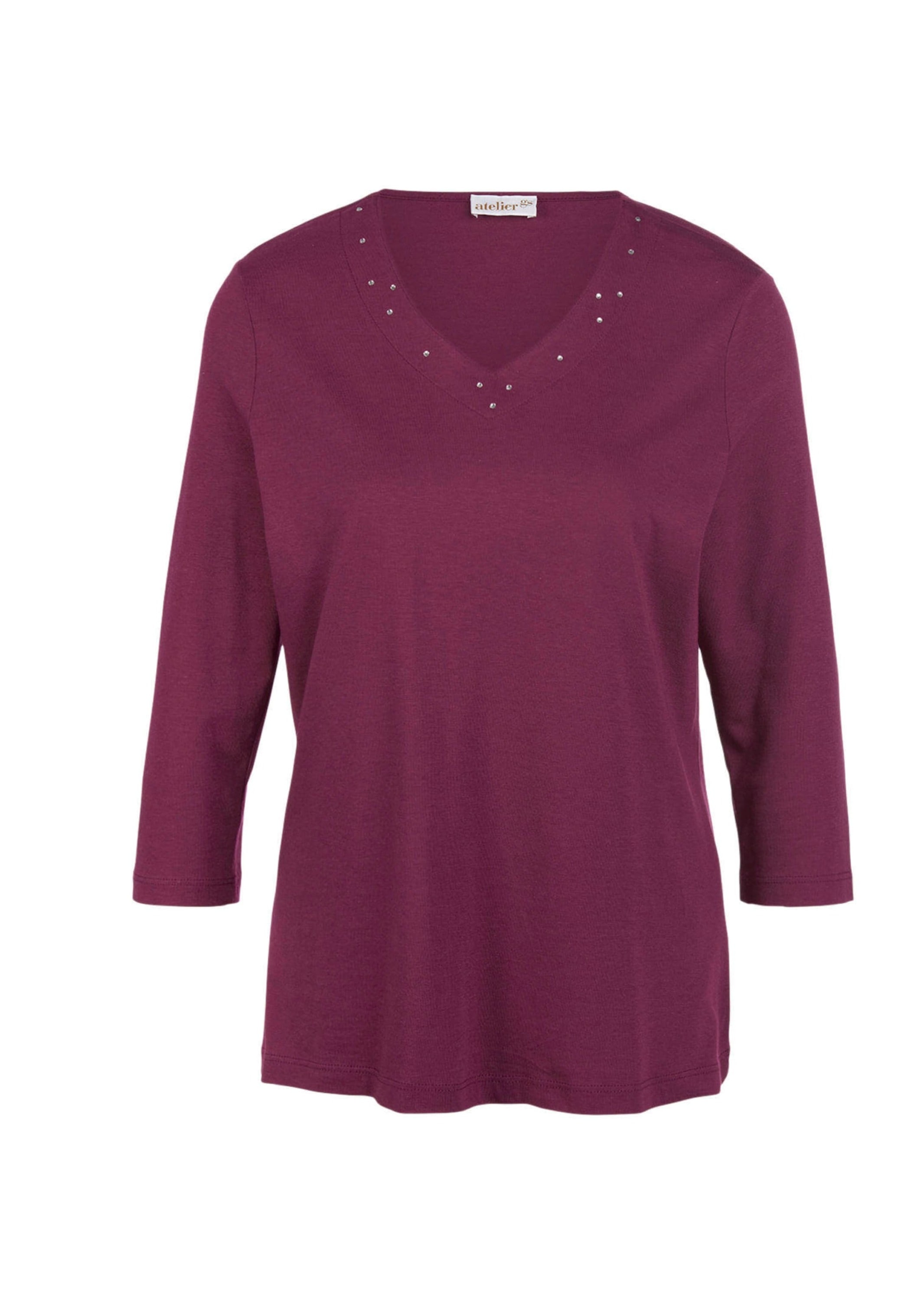 GOLDNER 3/4-Arm-Shirt »T-Shirt mit charmantem Ausschnitt und Schmucksteinchen«