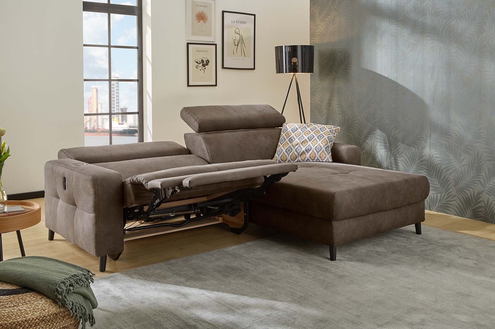 Jockenhöfer Gruppe Ecksofa »Doppio L-Form mit elektromotorischer Relaxfunktion und«, induktiver Lademöglichkeit + USB-A Ladeport, verstellbare Kopfstützen
