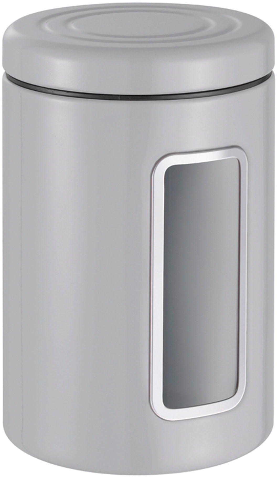 WESCO Vorratsdose "Classic Line", B:12,5cm H:18,9cm, grau, Lebensmittelaufbewahrungsbehälter, Deckel mit Kunststoffring / Sichtfenster aus Acryl, 2 L