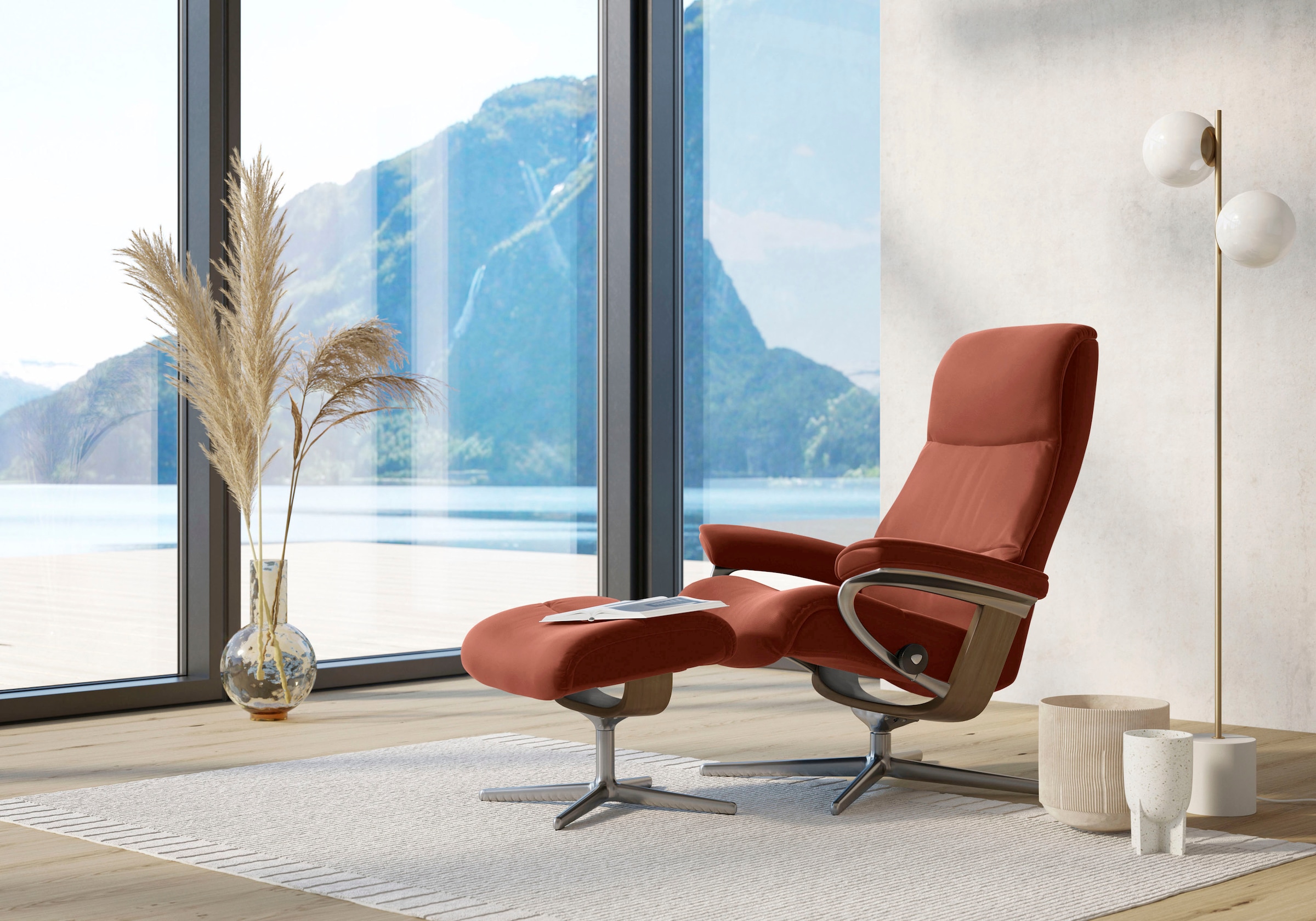 Stressless Fußhocker "View", mit Cross Base, Größe S, M & L, Holzakzent Eiche