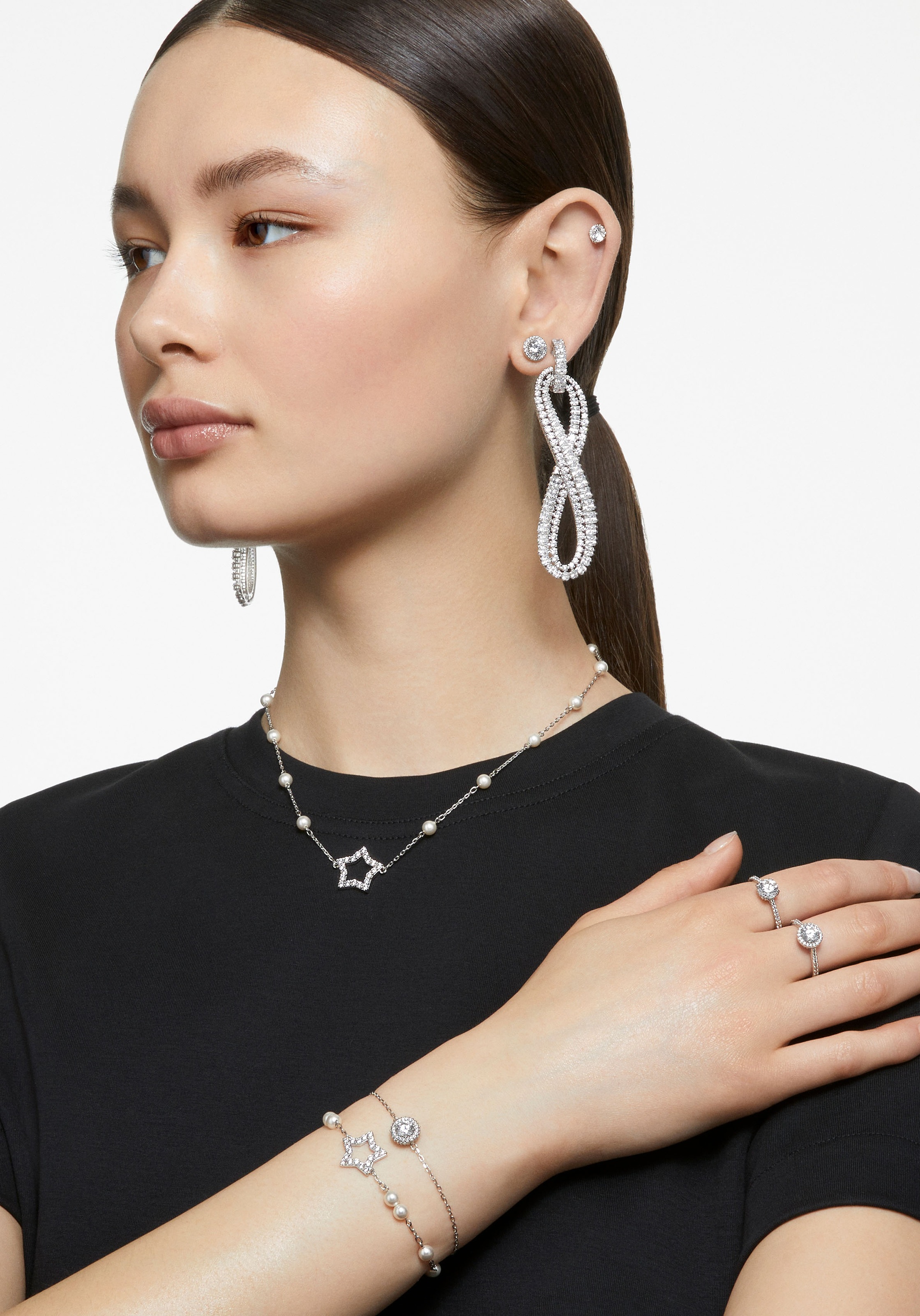 Swarovski Paar Ohrstecker »Stilla Round Stern«, mit Swarovski® Kristall