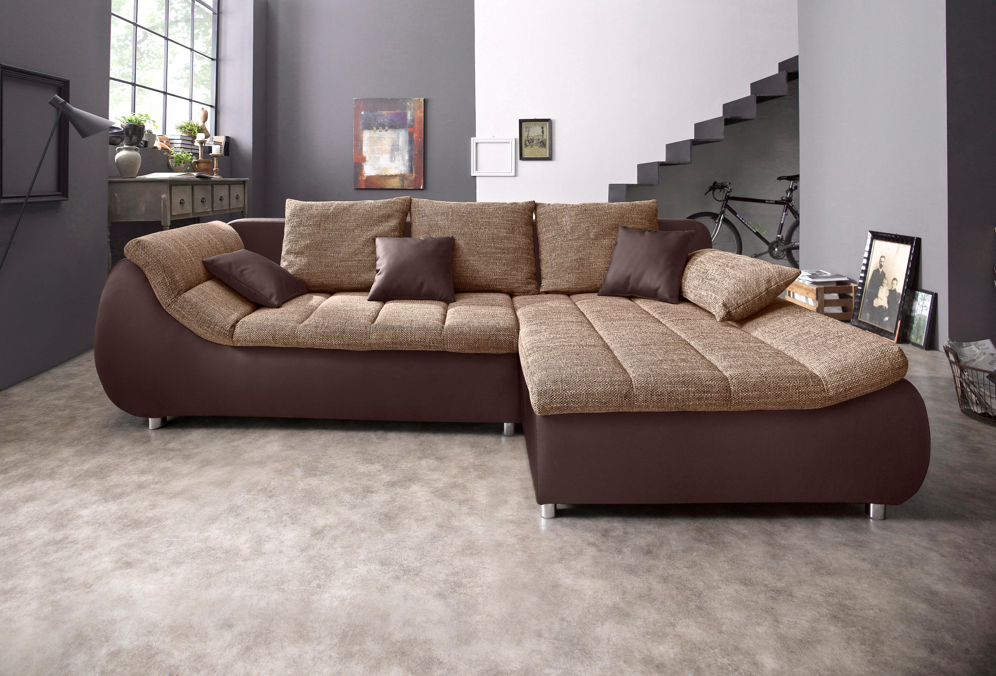 Home affaire Ecksofa "Imola, bequem, aktuelle Steppung im Sitz, L-Form, Breite 270cm" wahlweise mit Bettfunktion