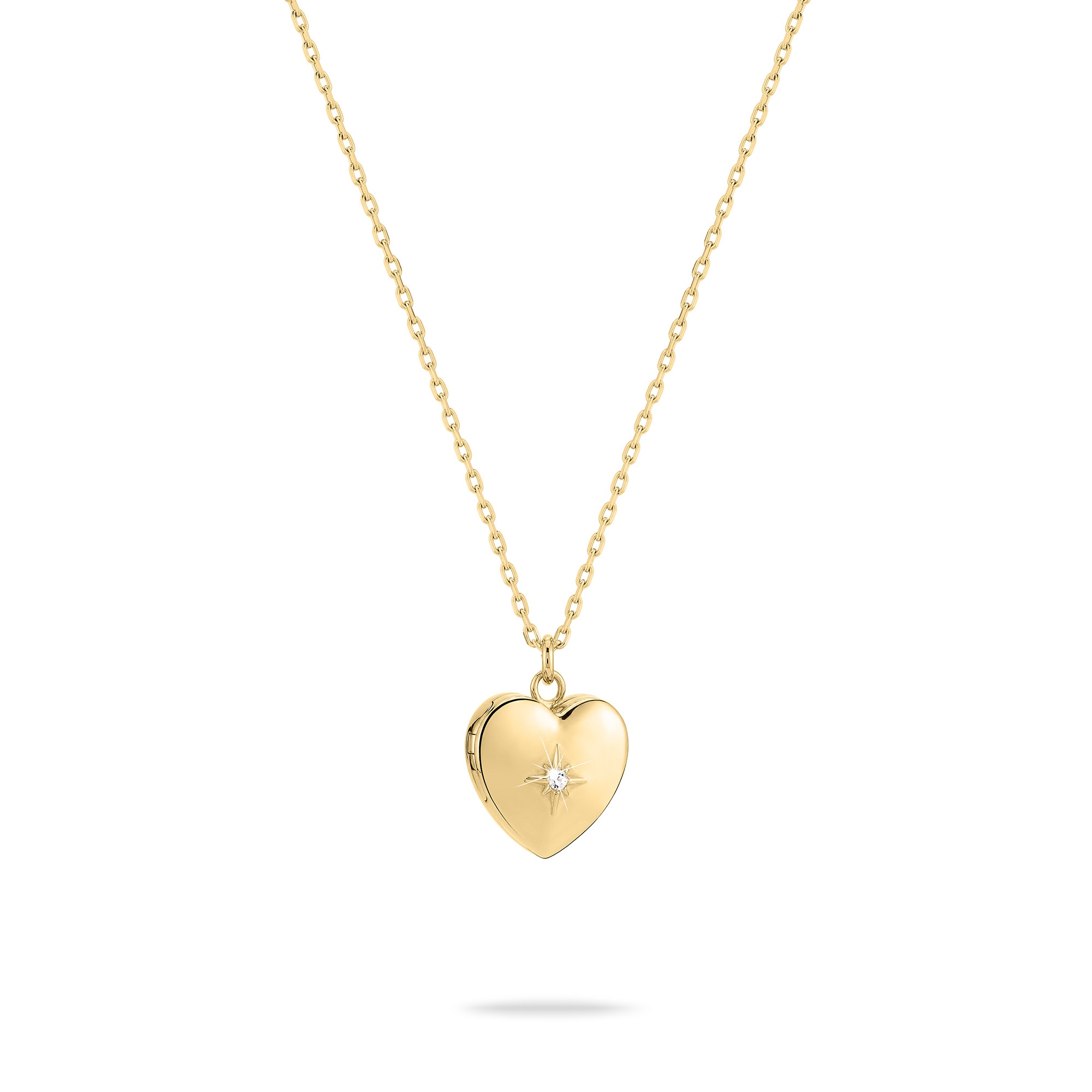 TAMARIS Damen Kette mit Anhänger "Schmuck Geschenk Edelstahl Halskette Herz Medaillon zum öffnen", Edelstahl, L: 50gelbgoldfarben, Edelstahl,
