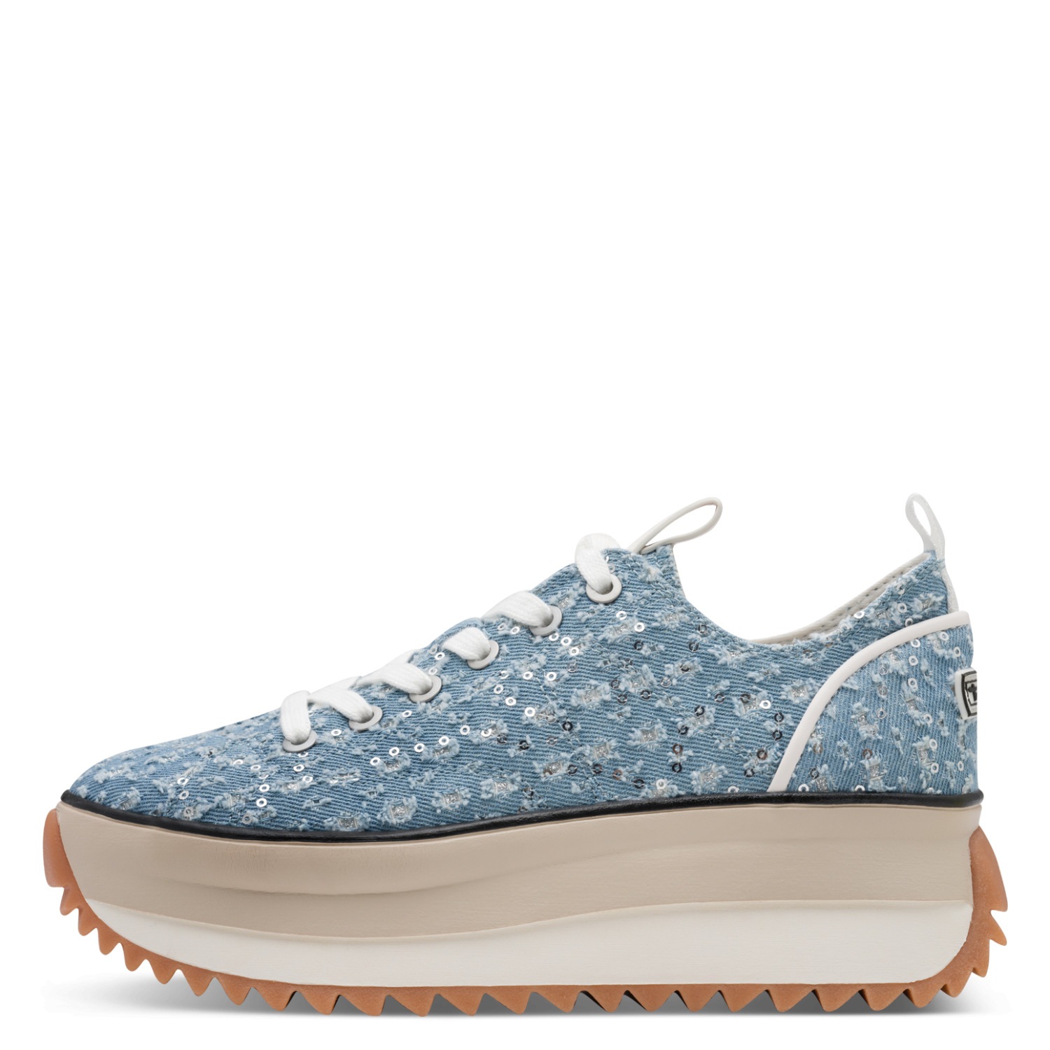 Plateausneaker TAMARIS "Milena", Damen, Gr. 41, denim, pailletten, Synthetik, Textil, Schuhe Plateausneaker, Freizeitschuh, Halbschuh, Schnürschuh in veganer Verarbeitung 3