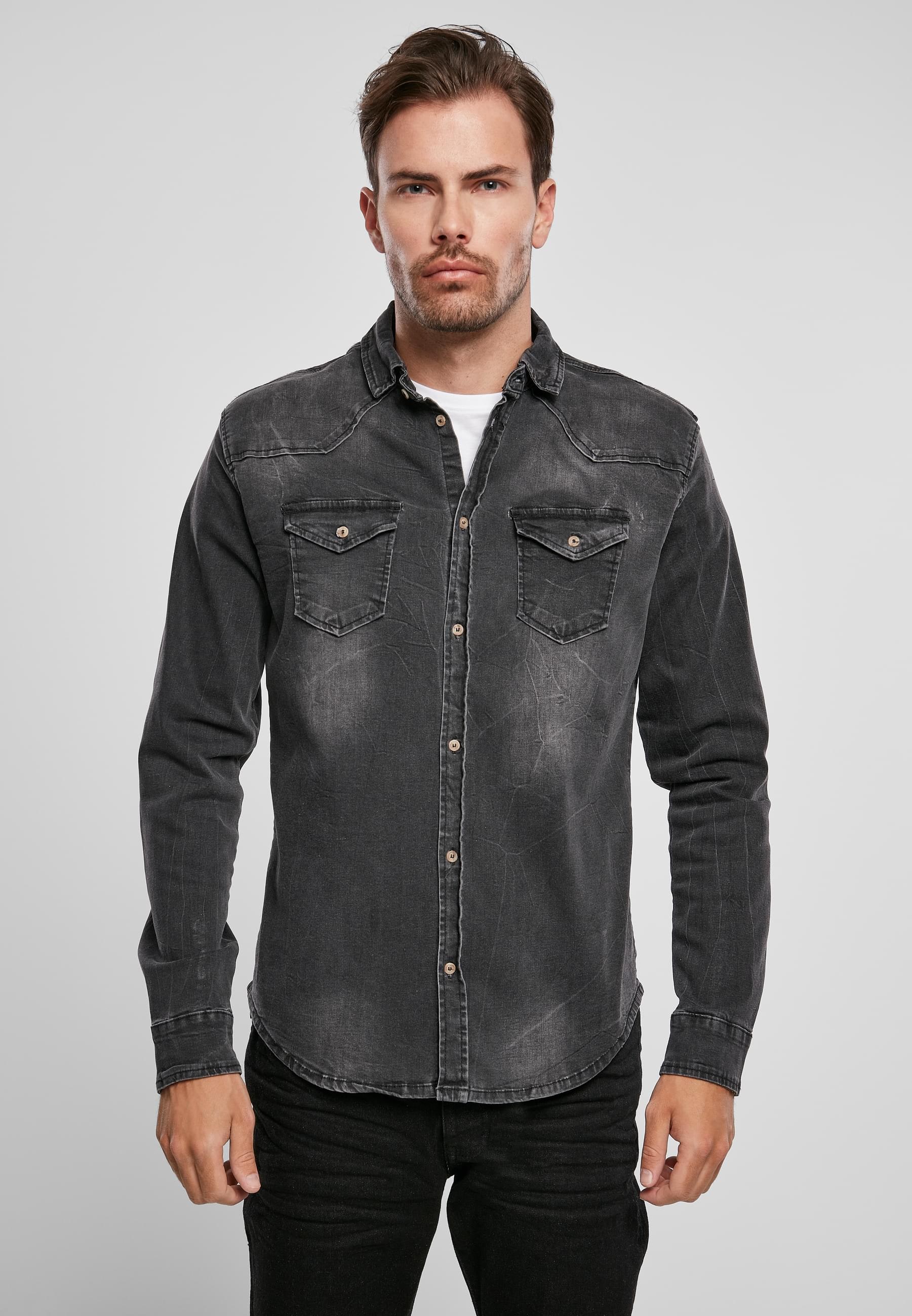 Brandit Langarmhemd »Brandit Herren Riley Denim Shirt«, (1 tlg.)